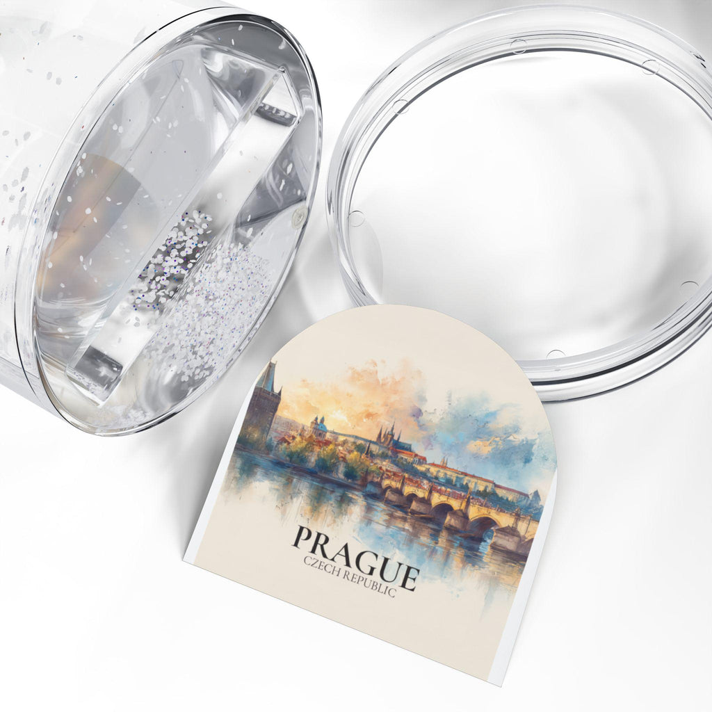 Prague Snow Globe, Personalized Czech Republic Watercolor, Custom Travel Souvenir Keepsake City Dome