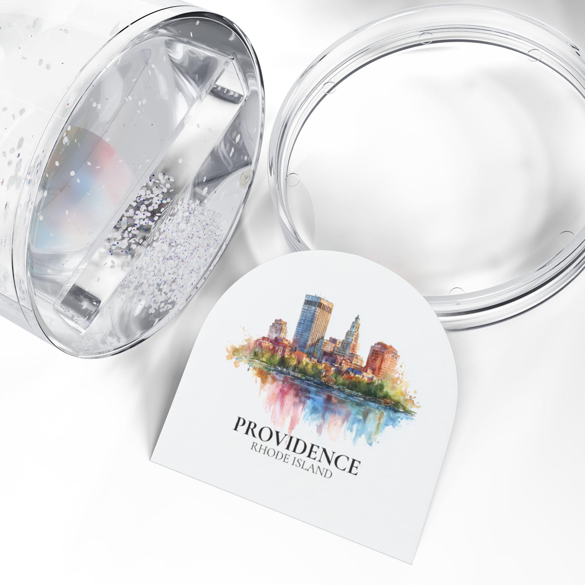 Providence Rhode Island Snow Globe, Personalized Watercolor, Custom Travel Souvenir Keepsake City Dome