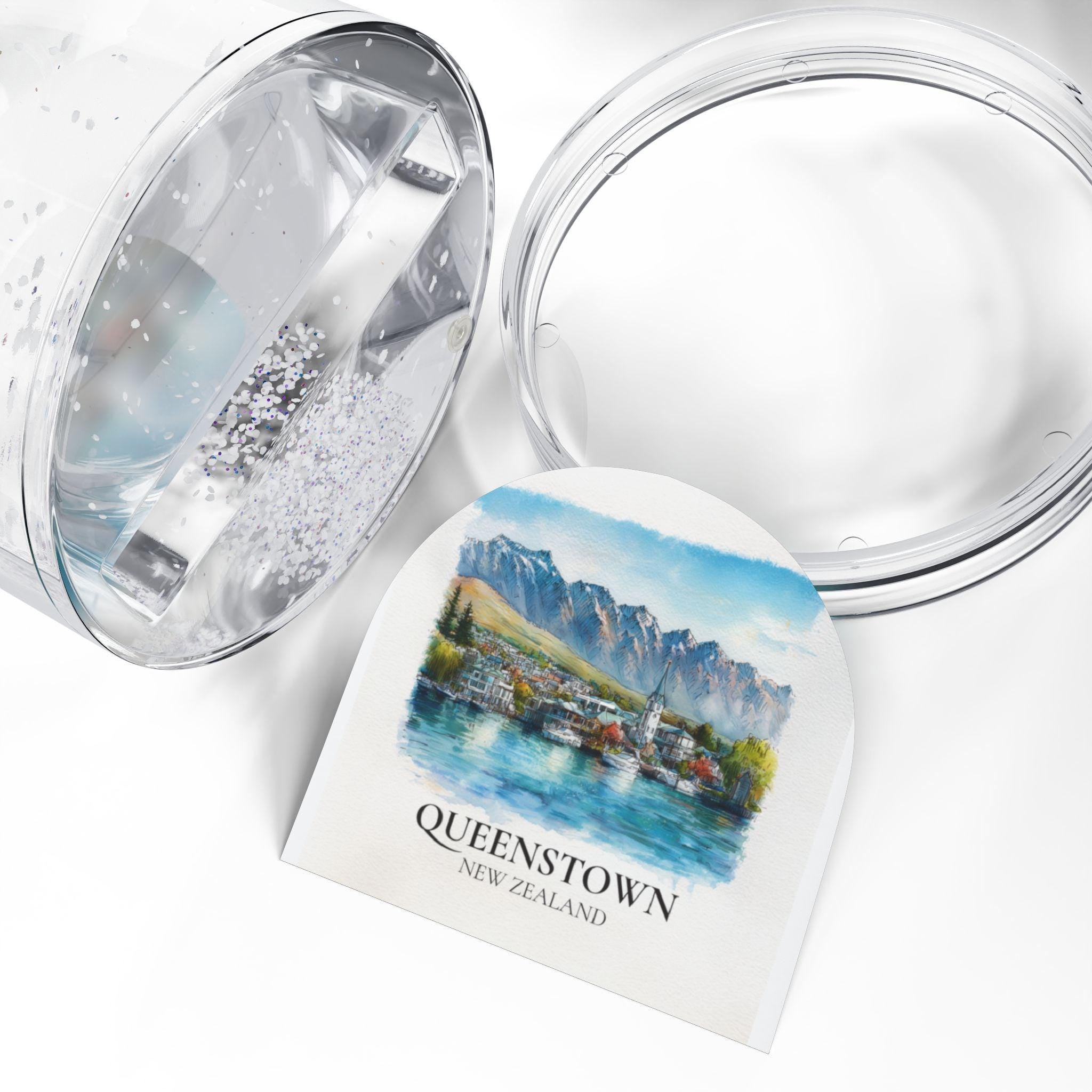 Queenstown New Zealand Snow Globe, Personalized Watercolor, Custom Travel Souvenir Keepsake City Dome