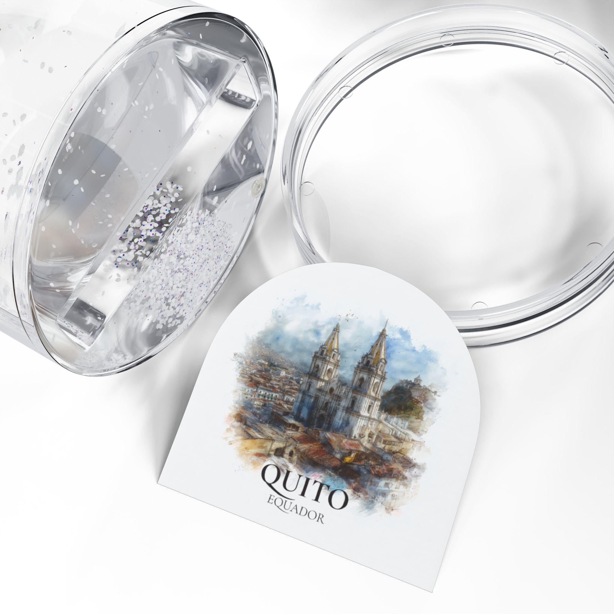 Quito Ecuador Snow Globe, Personalized Watercolor, Custom Travel Souvenir Keepsake City Dome