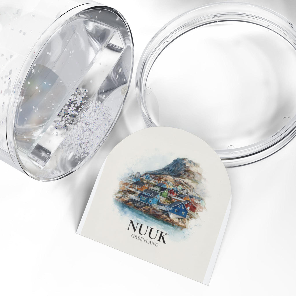 Nuuk Greenland Snow Globe, Personalized Watercolor, Custom Travel Souvenir Keepsake City Dome