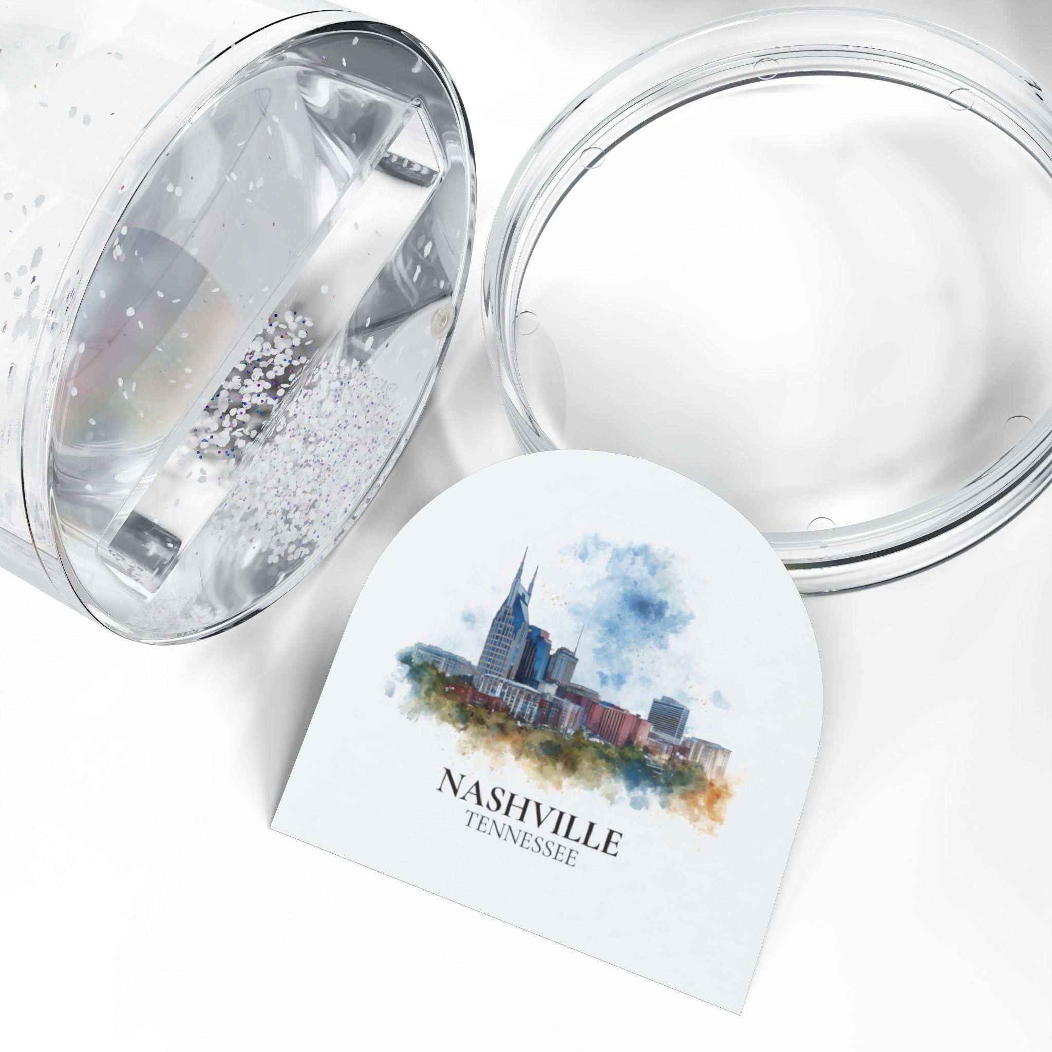 Nashville Tennessee Snow Globe, Personalized Watercolor, Custom Travel Souvenir Keepsake City Dome