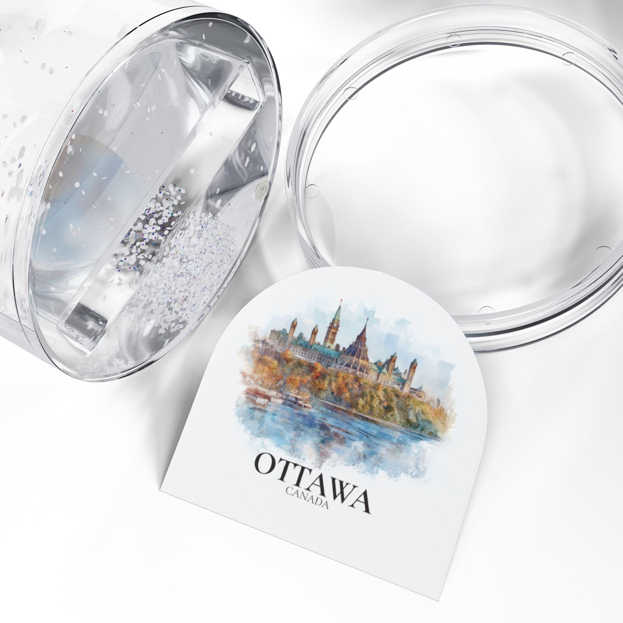 Ottawa Canada Snow Globe, Personalized Watercolor, Custom Travel Souvenir Keepsake City Dome