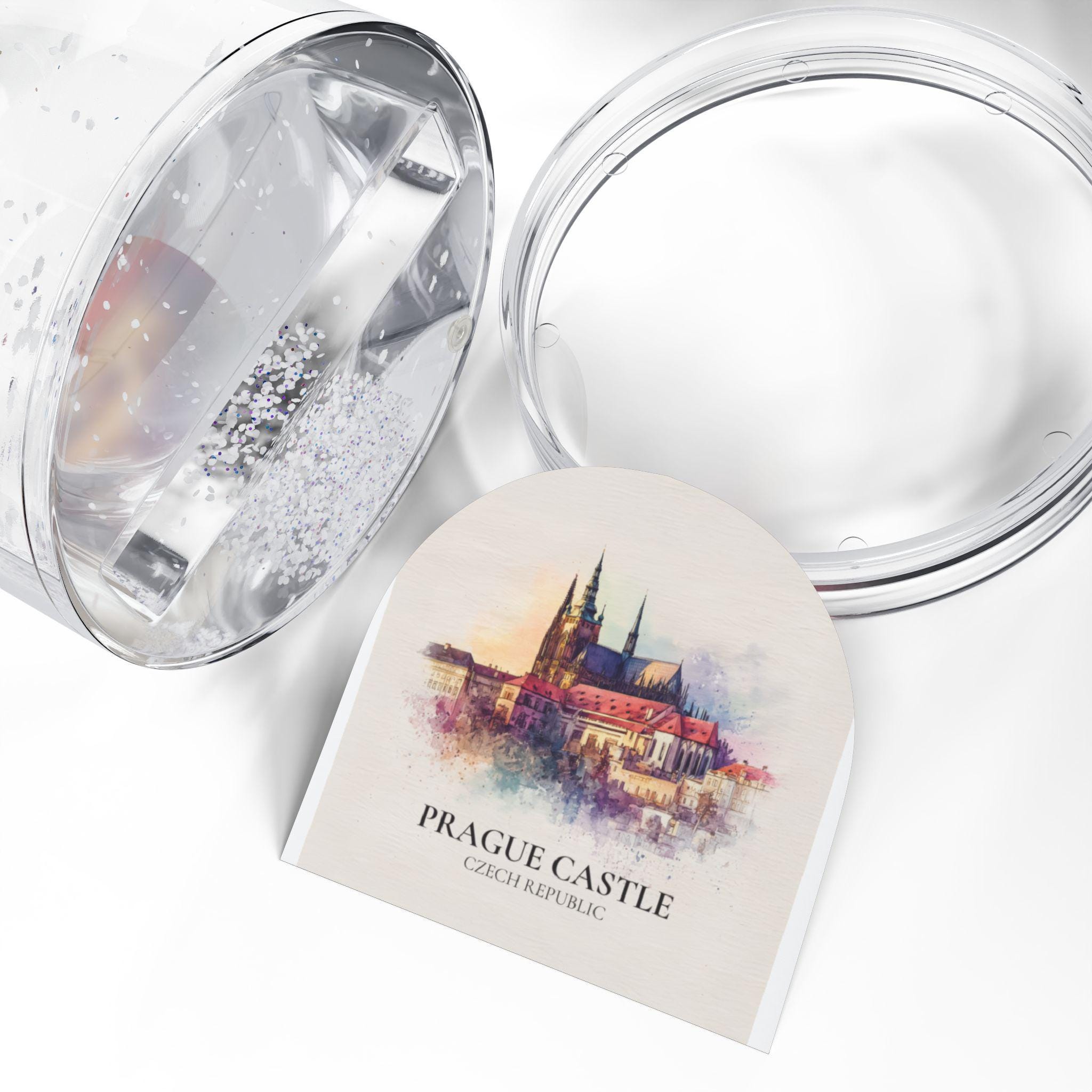 Prague Castle Czech Republic Snow Globe, Personalized Watercolor, Custom Travel Souvenir Keepsake City Dome