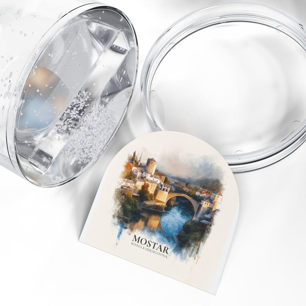 Mostar Bosnia and Herzegovina Snow Globe, Personalized Watercolor, Custom Travel Souvenir Keepsake City Dome