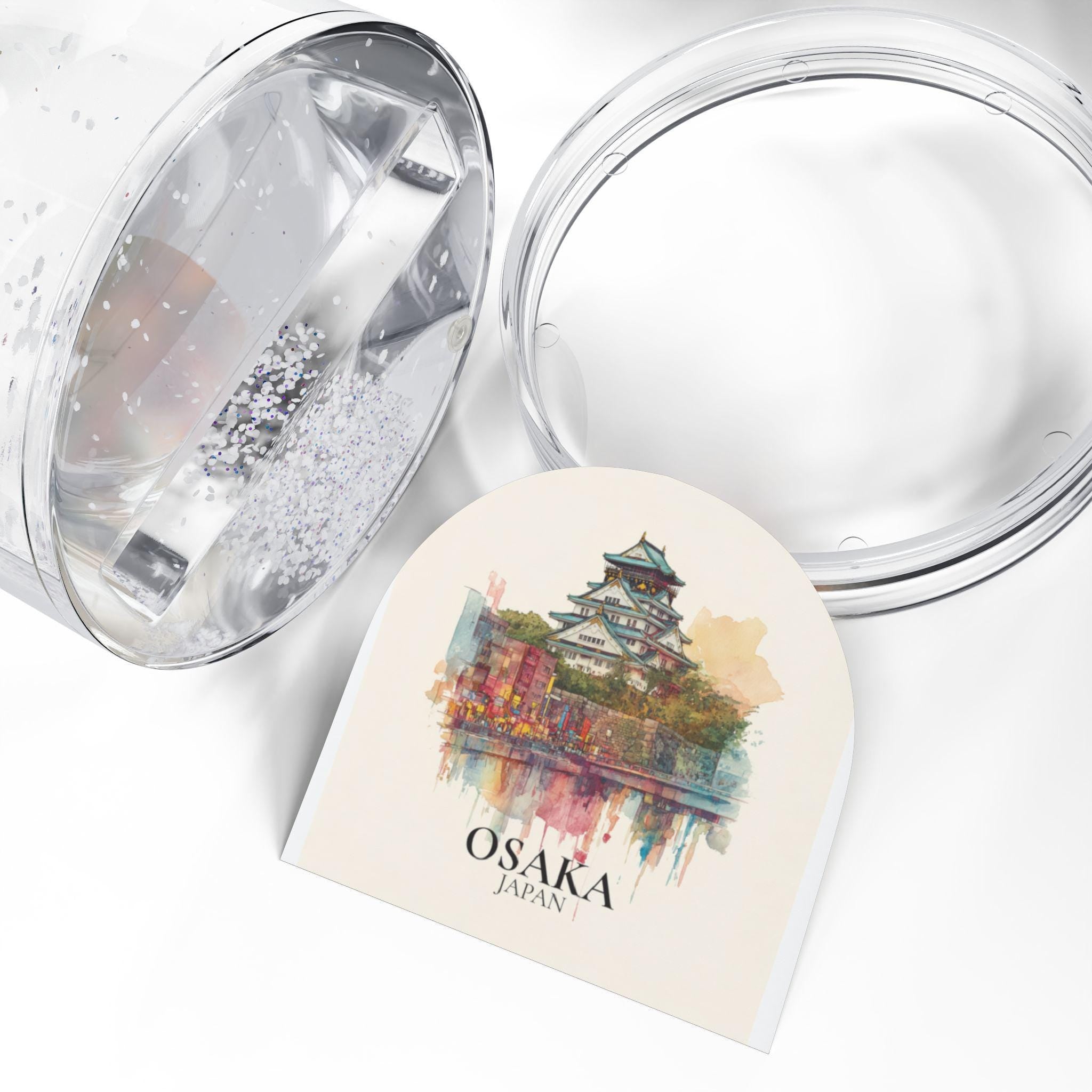 Osaka Snow Globe Japan, Personalized Watercolor, Custom Travel Souvenir Keepsake City Dome
