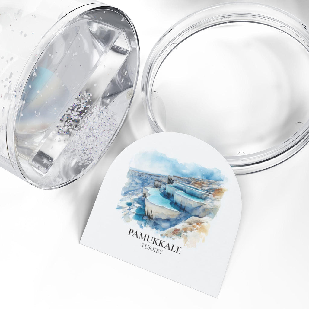 Pamukkale Turkey Snow Globe, Personalized Watercolor, Custom Travel Souvenir Keepsake City Dome