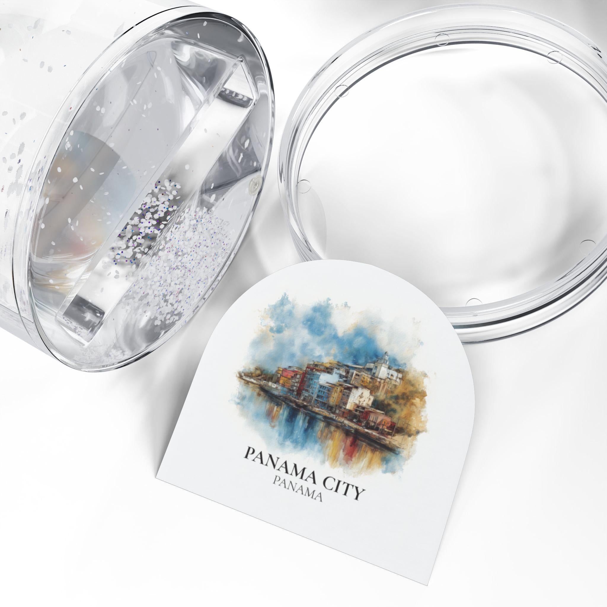 Panama City Snow Globe, Custom Watercolor Travel Keepsake