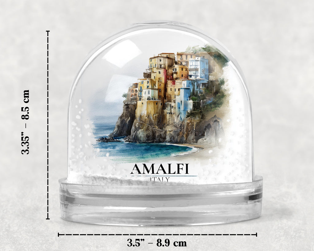 Amalfi Coast Snow Globe, Italy Personalized Watercolor, Custom Travel Souvenir Keepsake City Dome
