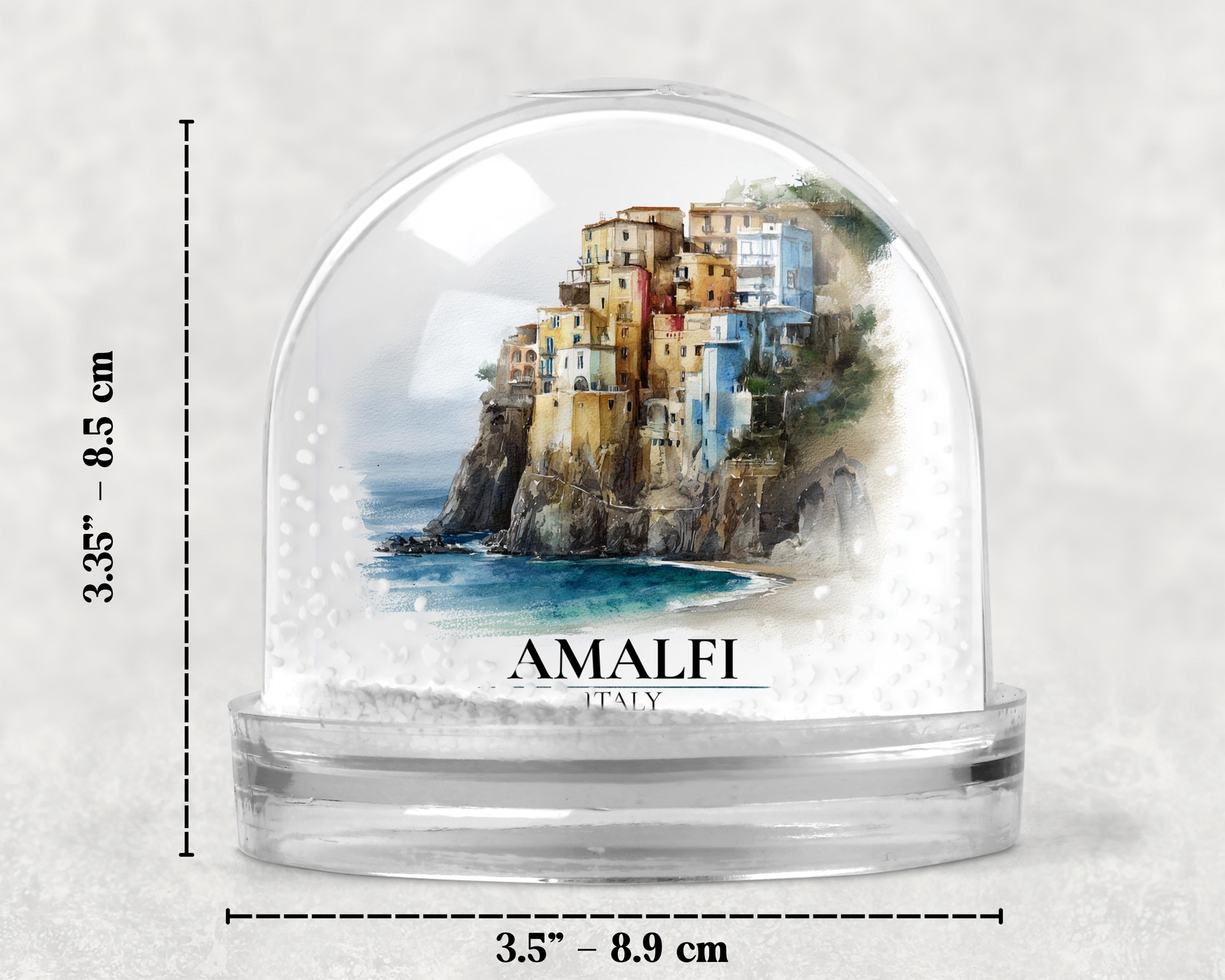 Amalfi Coast Snow Globe, Italy Personalized Watercolor, Custom Travel Souvenir Keepsake City Dome