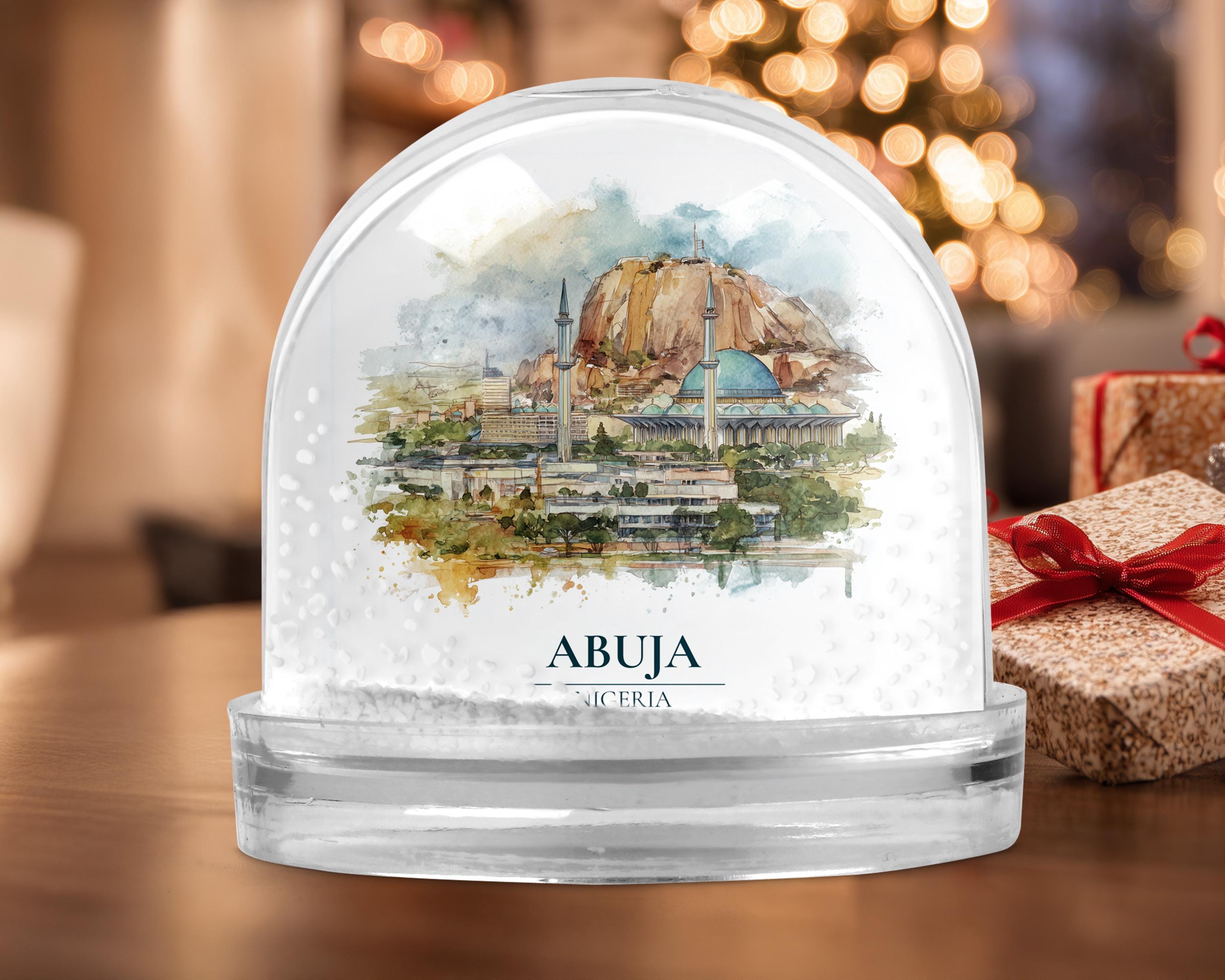 Abidjan Cote dIvoire Snow Globe, Personalized Watercolor, Custom Travel Souvenir Keepsake City Dome