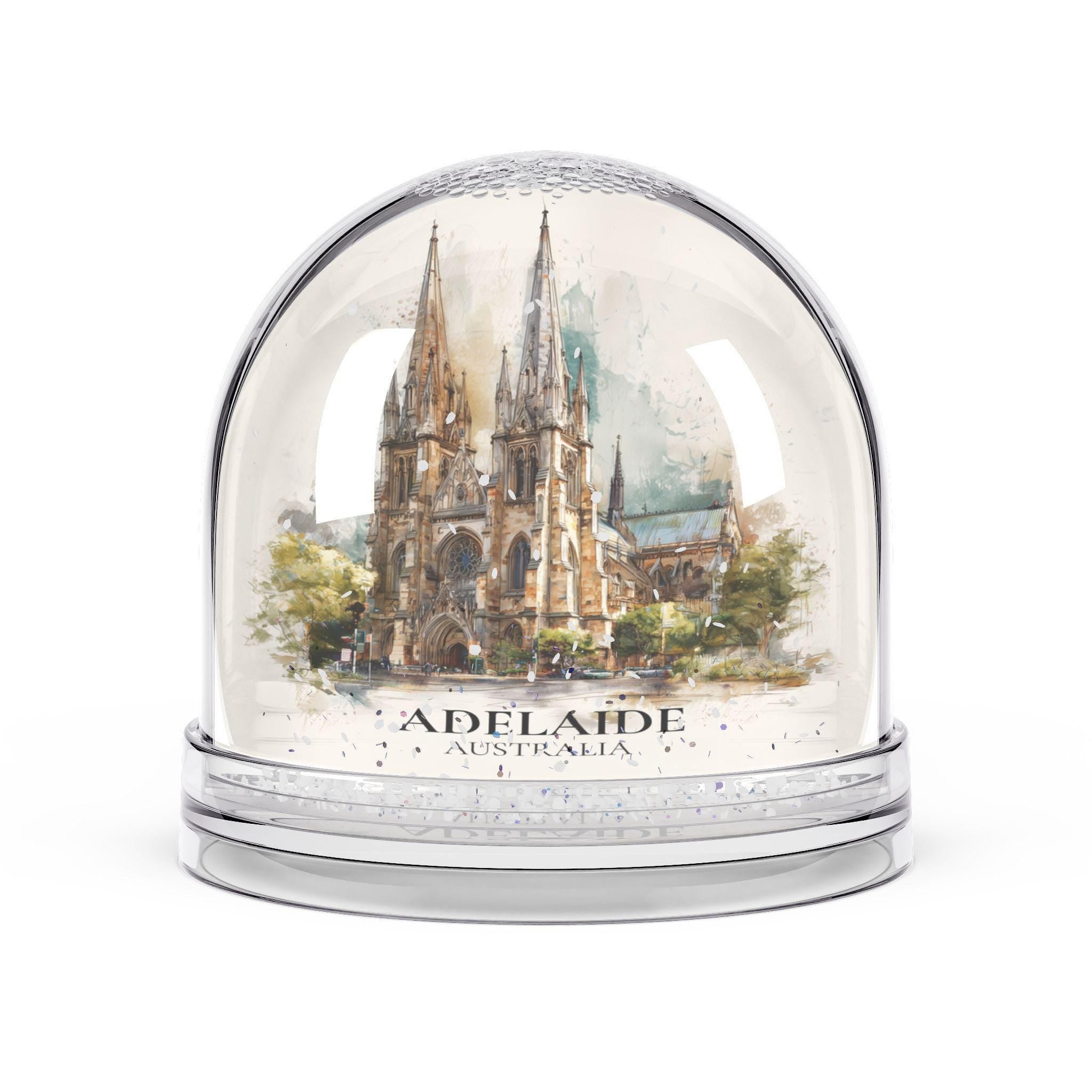 Adelaide Australia Snow Globe, Personalized Watercolor, Custom Travel Souvenir Keepsake City Dome