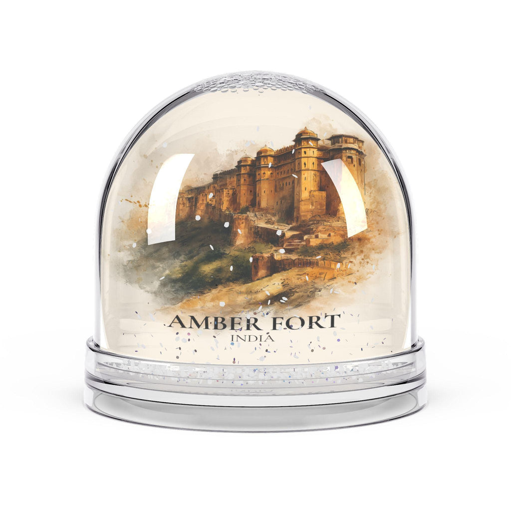 Amber Fort India Snow Globe, Personalized Watercolor, Custom Travel Souvenir Keepsake City Dome