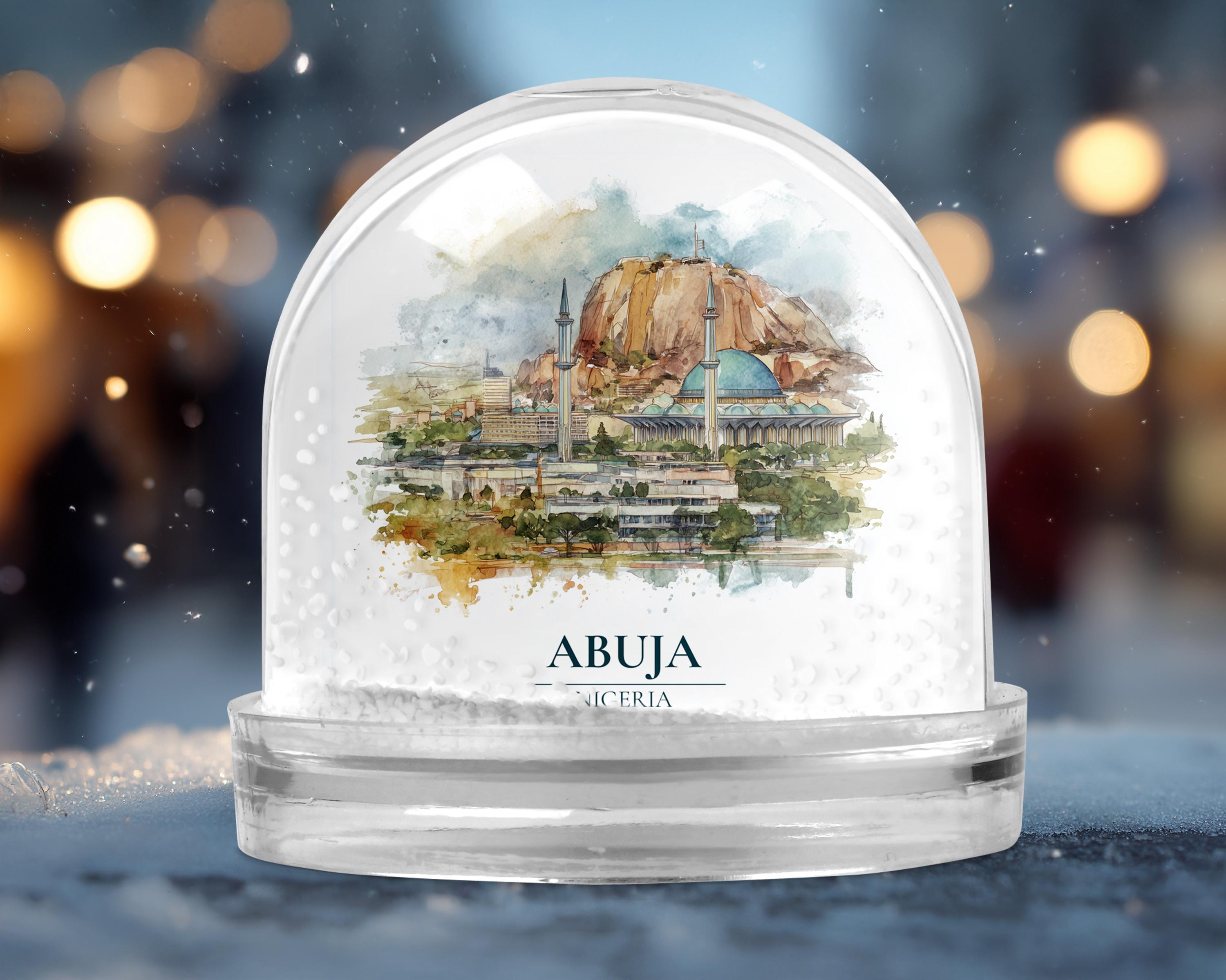 Abidjan Cote dIvoire Snow Globe, Personalized Watercolor, Custom Travel Souvenir Keepsake City Dome
