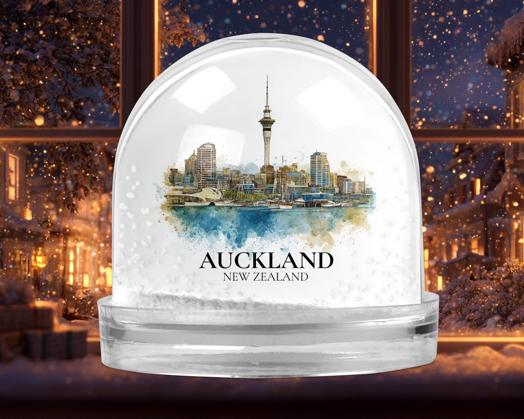 Auckland New Zealand Snow Globe, Personalized Watercolor, Custom Travel Souvenir Keepsake City Dome