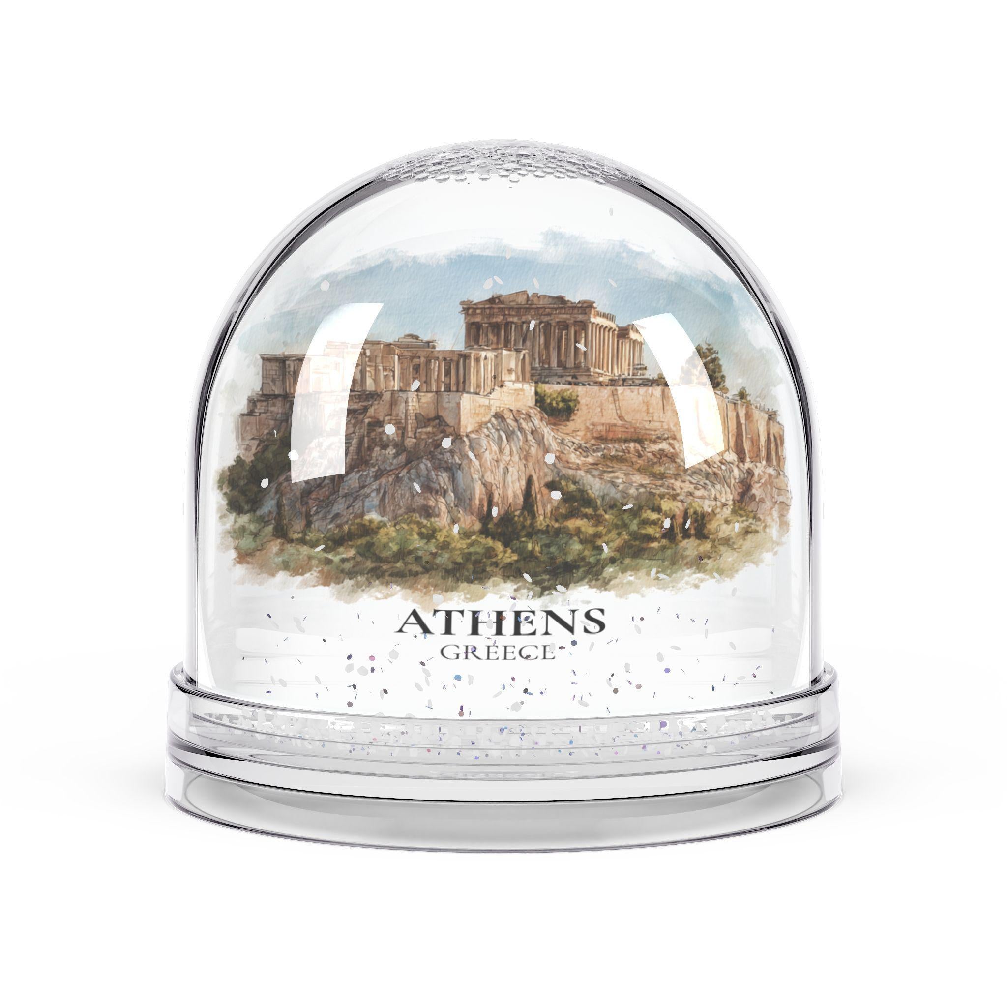 Athens Snow Globe Greece, Personalized Watercolor, Custom Travel Souvenir Keepsake City Dome