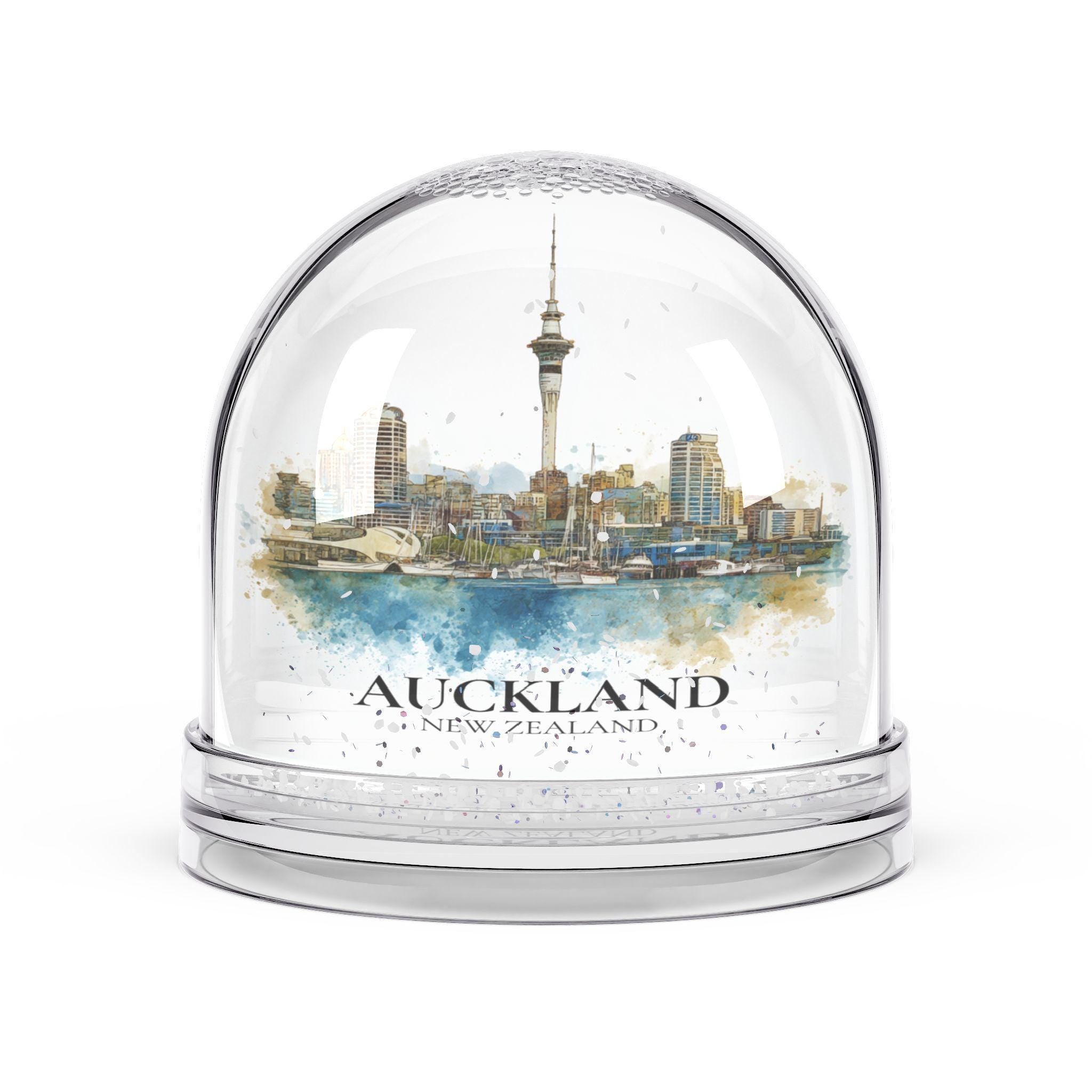Auckland New Zealand Snow Globe, Personalized Watercolor, Custom Travel Souvenir Keepsake City Dome