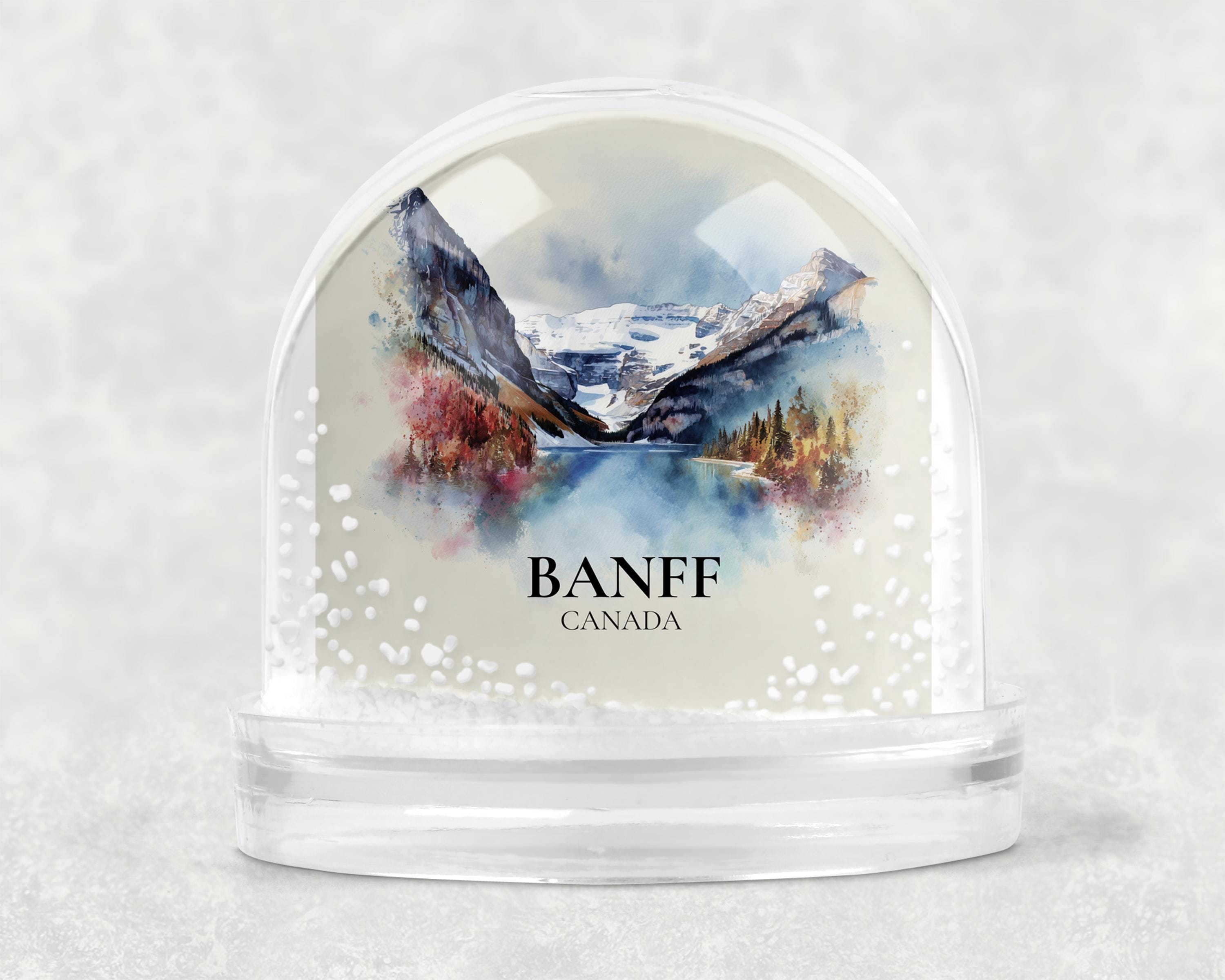Banff National Park Canada Snow Globe, Personalized Watercolor, Custom Travel Souvenir Keepsake City Dome
