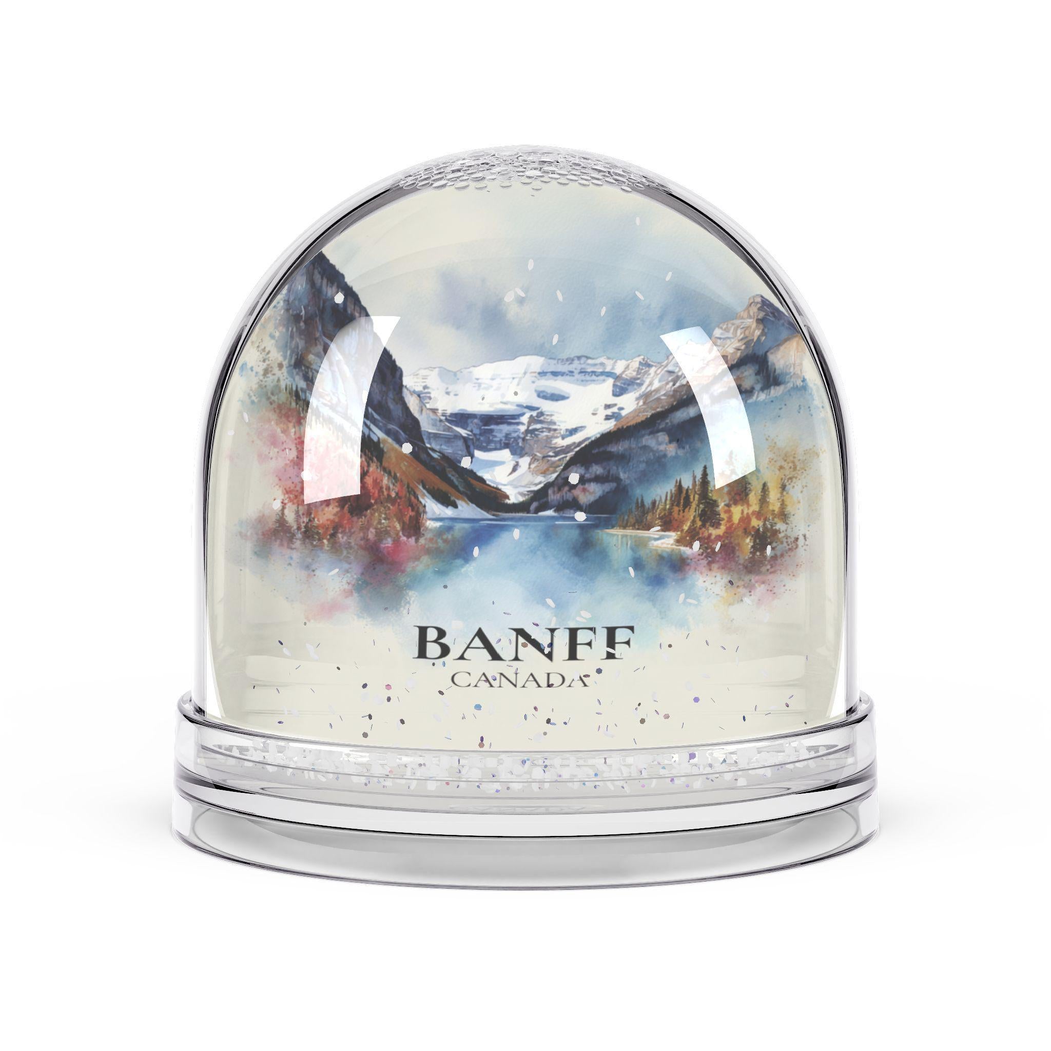 Banff National Park Canada Snow Globe, Personalized Watercolor, Custom Travel Souvenir Keepsake City Dome