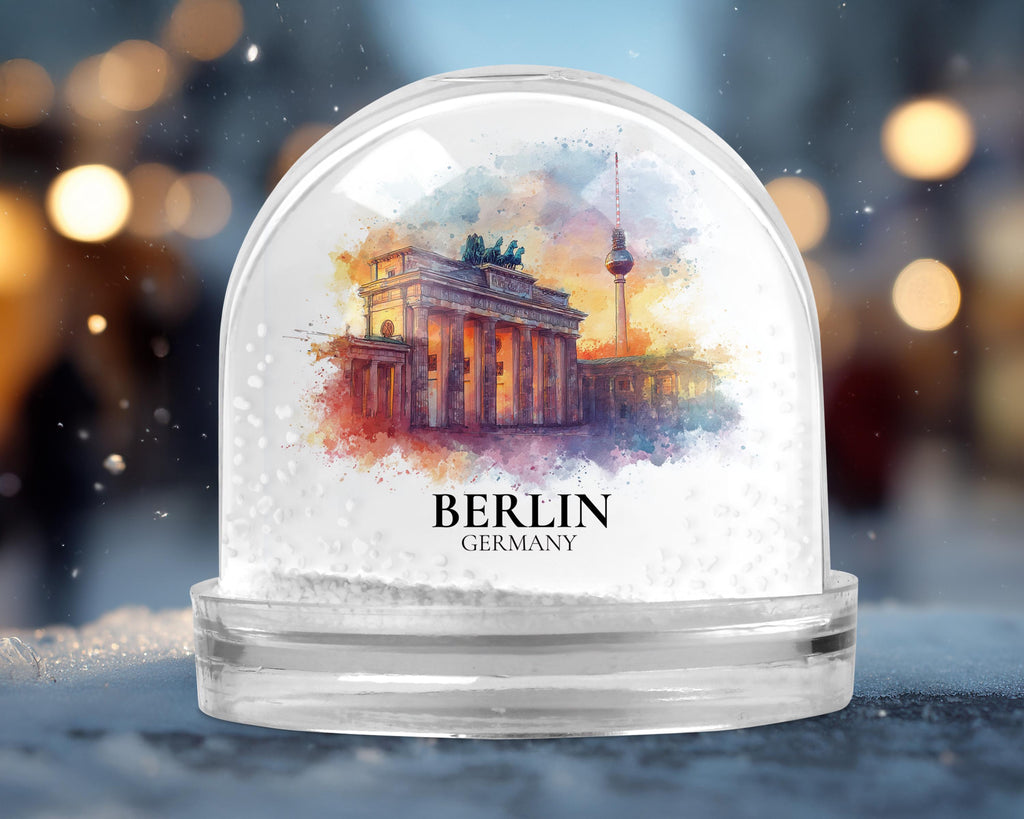 Berlin Germany Snow Globe, Personalized Watercolor, Custom Travel Souvenir Keepsake City Dome