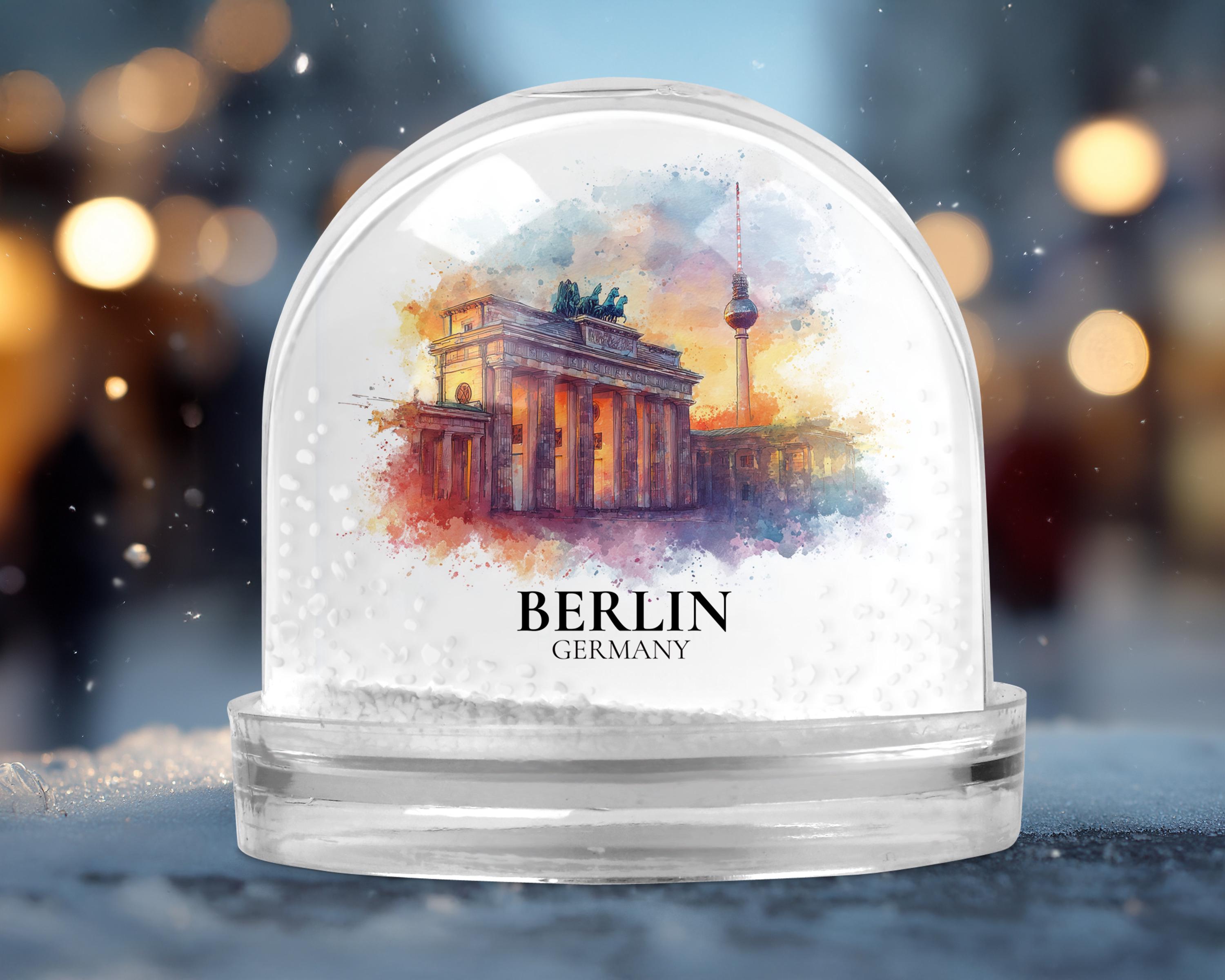 Berlin Germany Snow Globe, Personalized Watercolor, Custom Travel Souvenir Keepsake City Dome