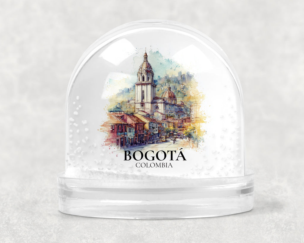 Bogota Colombia Snow Globe, Personalized Watercolor, Custom Travel Souvenir Keepsake City Dome