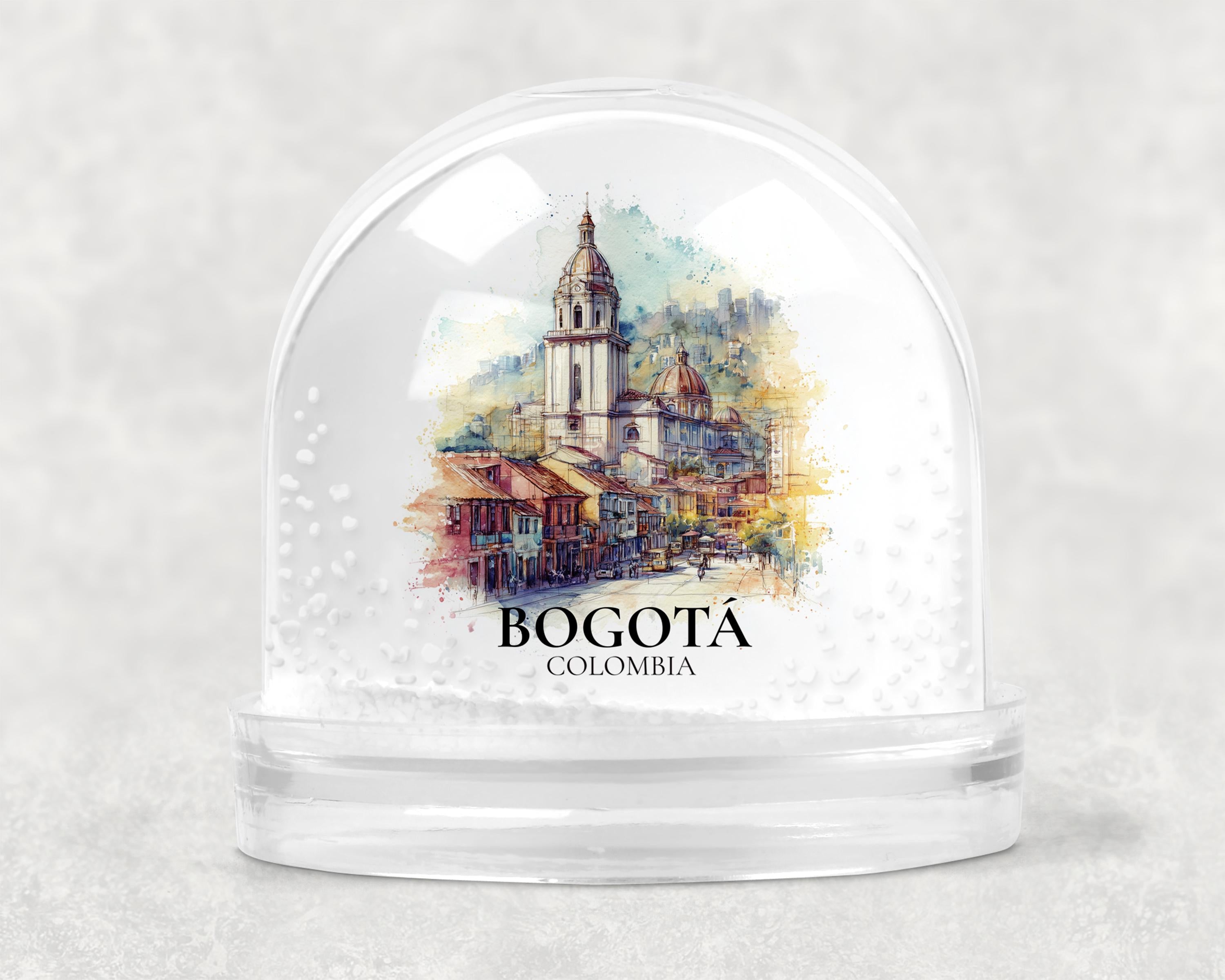 Bogota Colombia Snow Globe, Personalized Watercolor, Custom Travel Souvenir Keepsake City Dome