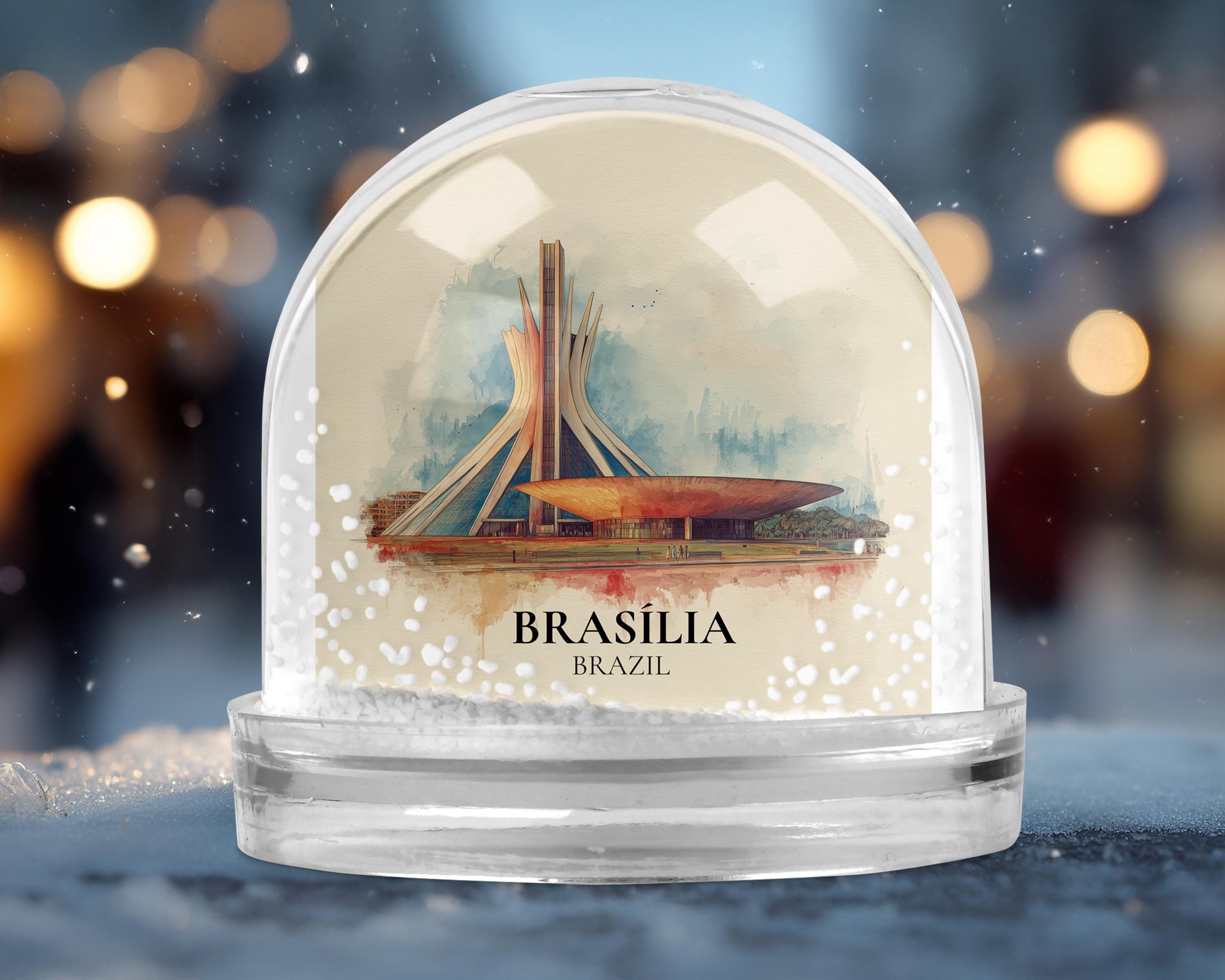 Brasilia Brazil Snow Globe, Personalized Watercolor, Custom Travel Souvenir Keepsake City Dome