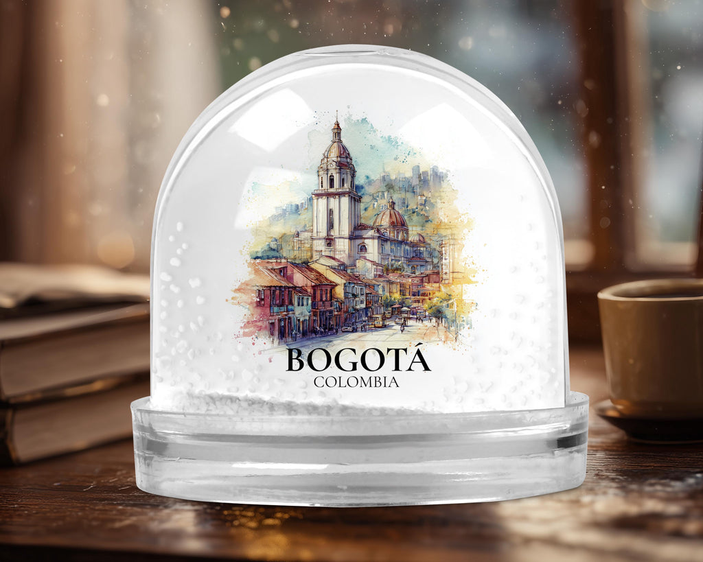 Bogota Colombia Snow Globe, Personalized Watercolor, Custom Travel Souvenir Keepsake City Dome