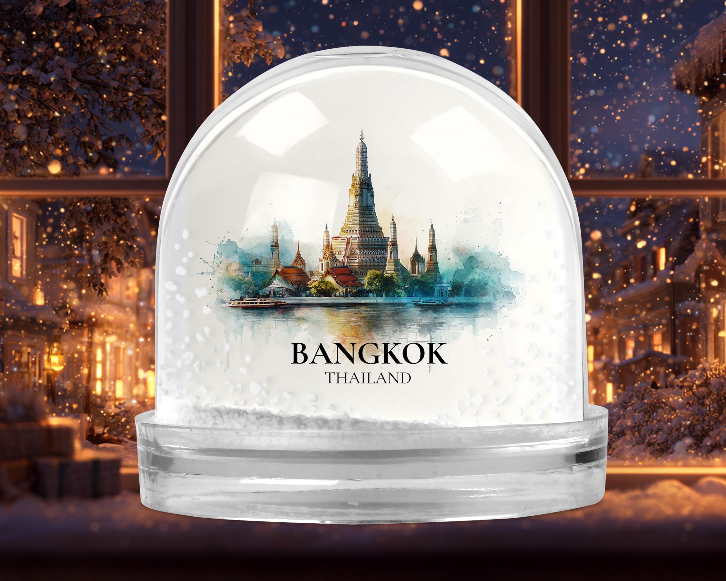 Bangkok Thailand Snow Globe, Personalized Watercolor, Custom Travel Souvenir Keepsake City Dome