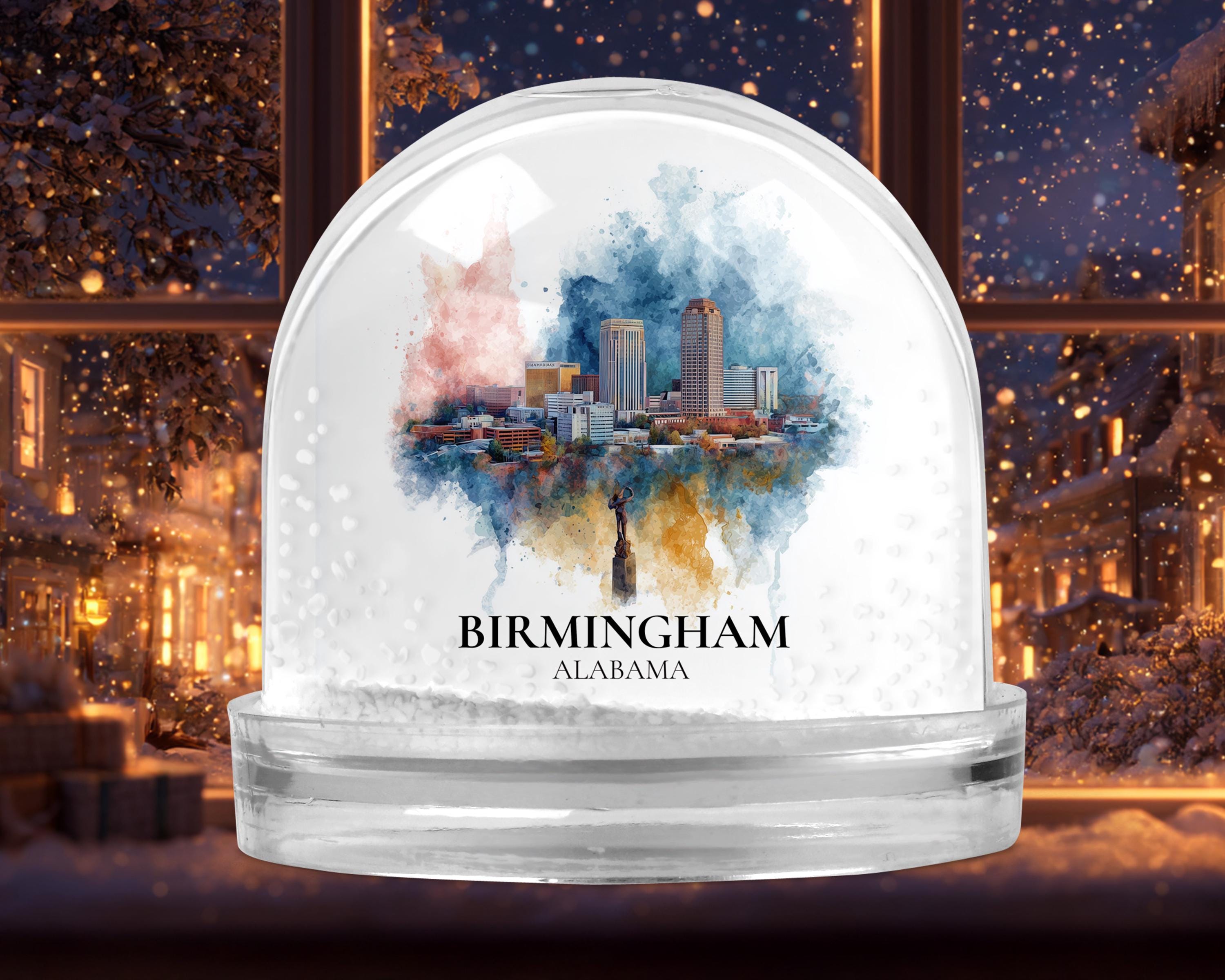 Birmingham Alabama Snow Globe, Personalized Watercolor, Custom Travel Souvenir Keepsake City Dome