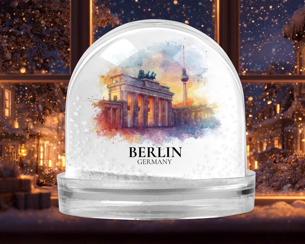 Berlin Germany Snow Globe, Personalized Watercolor, Custom Travel Souvenir Keepsake City Dome