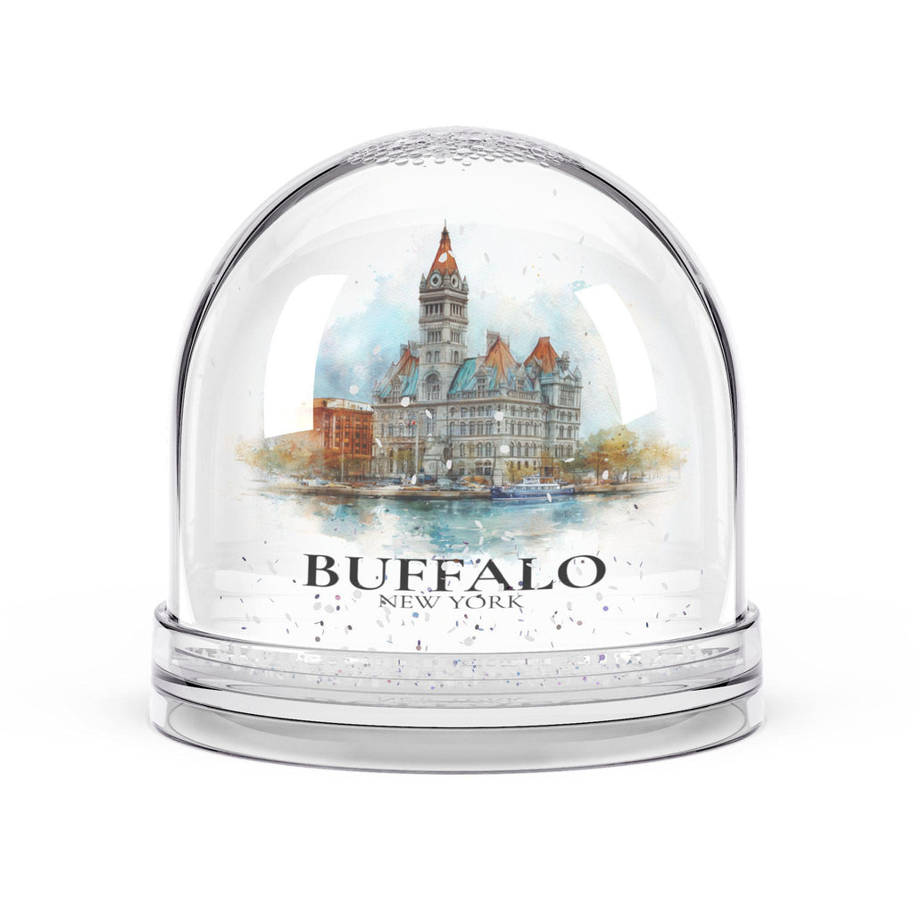 Buffalo New York Snow Globe, Personalized Watercolor, Custom Travel Souvenir Keepsake City Dome