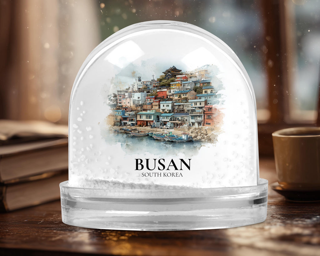 Busan South Korea Snow Globe, Personalized Watercolor, Custom Travel Souvenir Keepsake City Dome