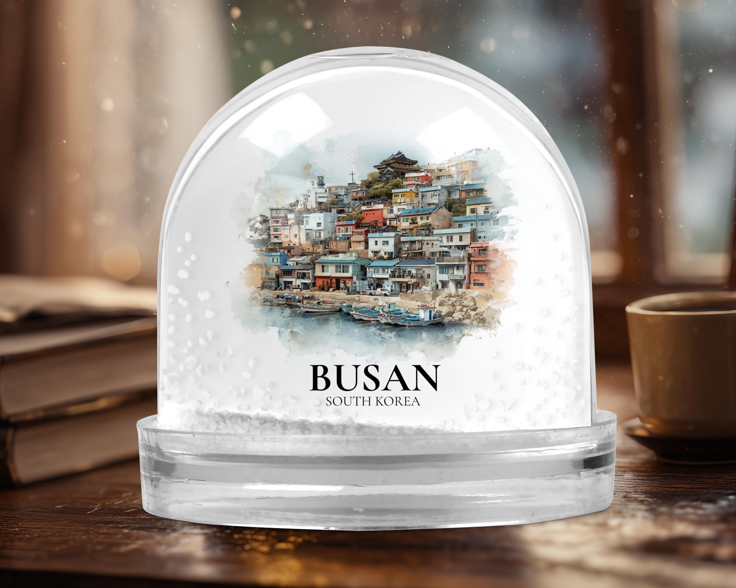 Busan South Korea Snow Globe, Personalized Watercolor, Custom Travel Souvenir Keepsake City Dome