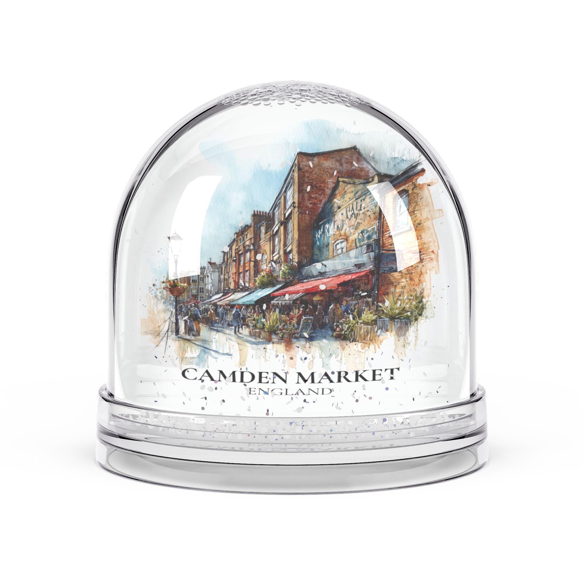 Camden Market England Snow Globe, Personalized Watercolor, Custom Travel Souvenir Keepsake City Dome