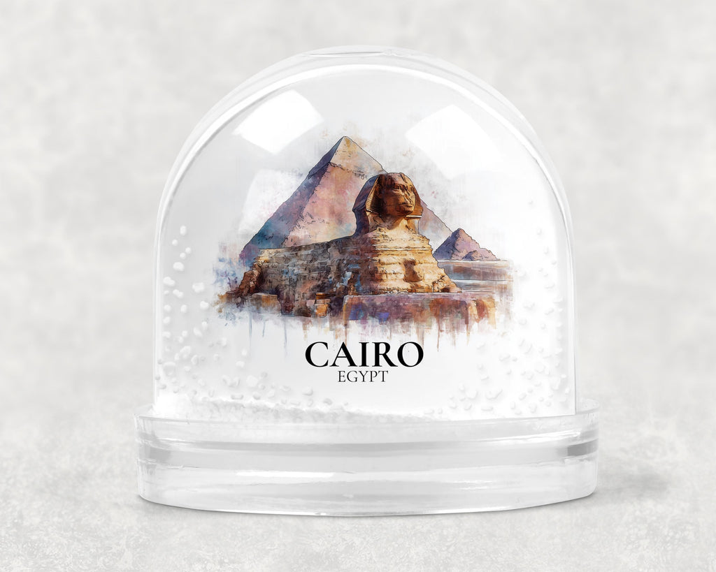 Cairo Egypt Snow Globe, Personalized Watercolor, Custom Travel Souvenir Keepsake City Dome