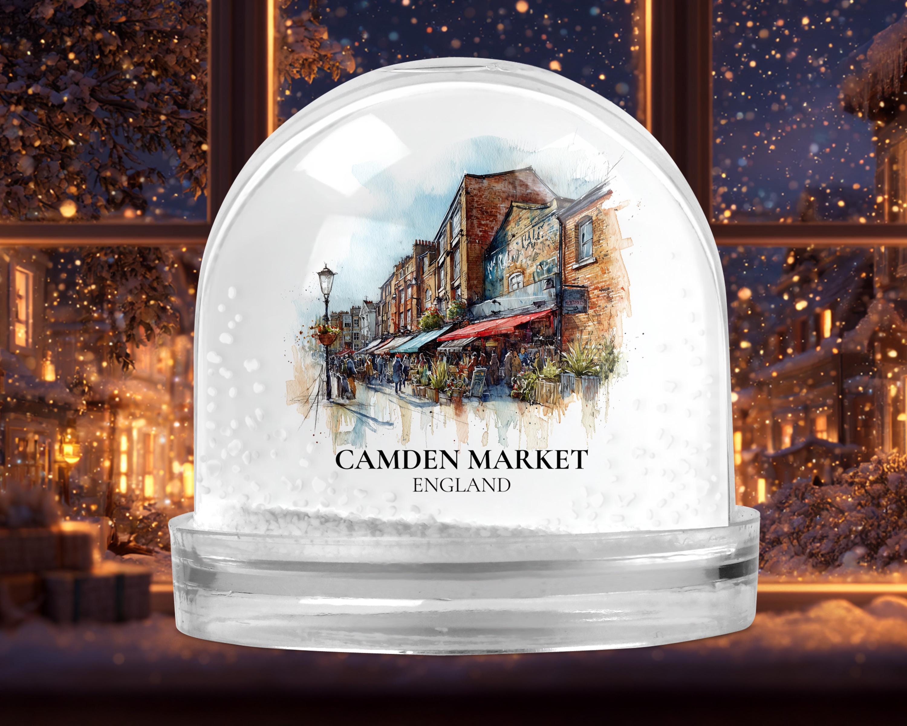 Camden Market England Snow Globe, Personalized Watercolor, Custom Travel Souvenir Keepsake City Dome