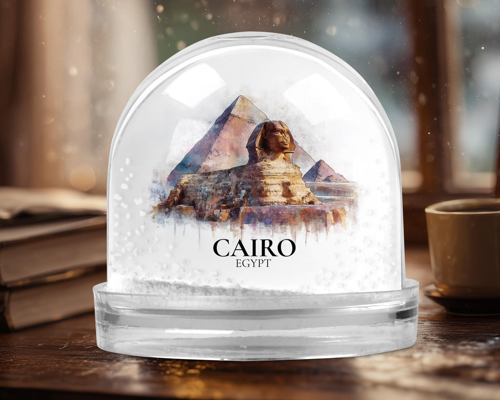Cairo Egypt Snow Globe, Personalized Watercolor, Custom Travel Souvenir Keepsake City Dome
