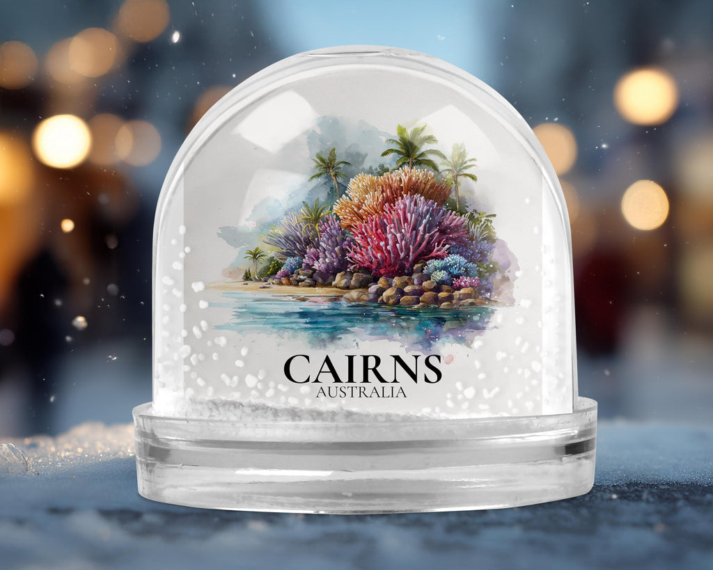 Cairns Australia Snow Globe, Personalized Watercolor, Custom Travel Souvenir Keepsake City Dome