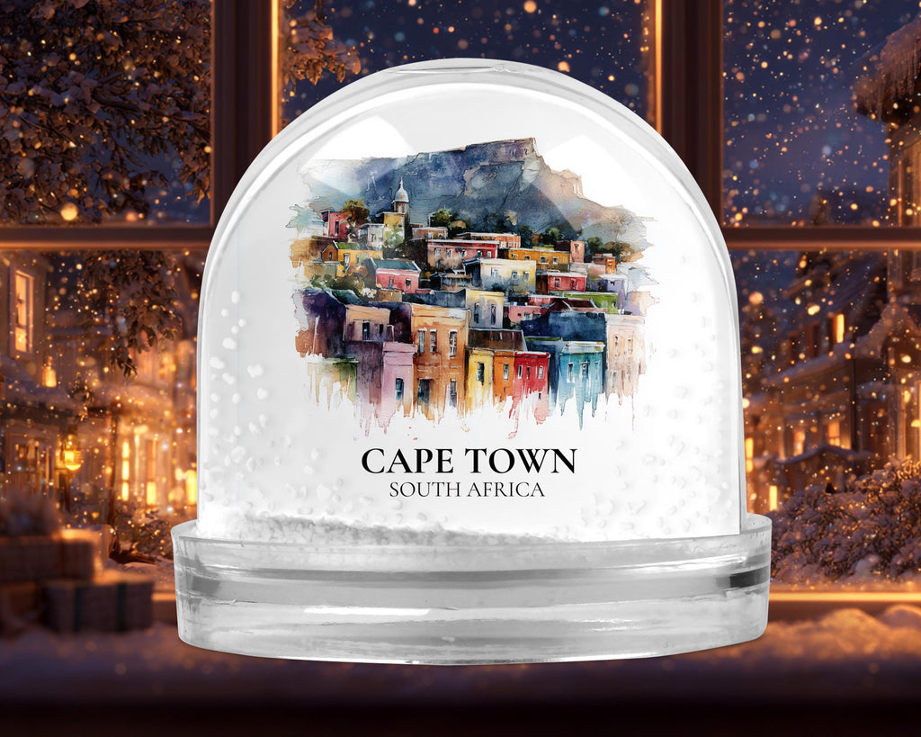 Cape Town South Africa Snow Globe, Personalized Watercolor, Custom Travel Souvenir Keepsake City Dome
