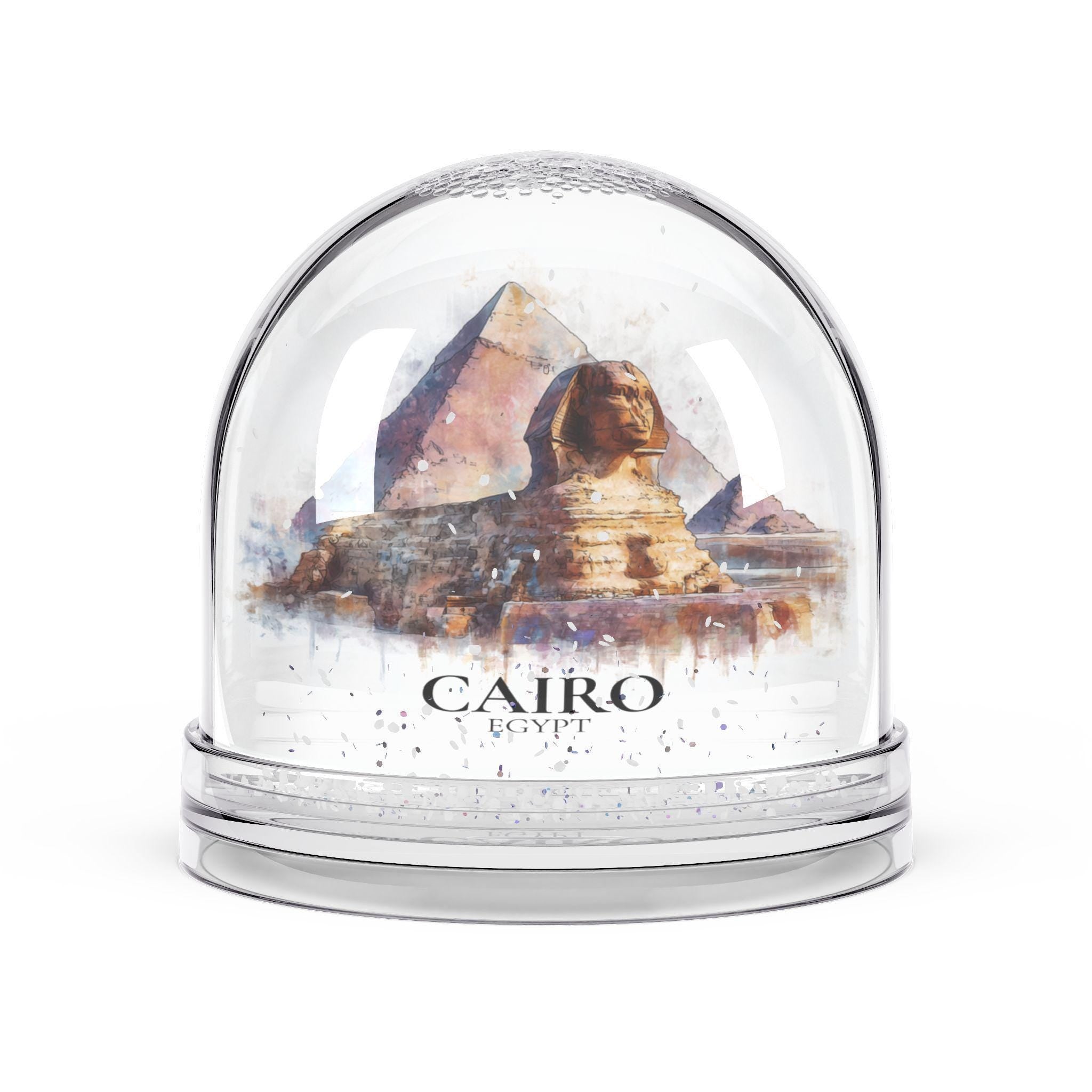 Cairo Egypt Snow Globe, Personalized Watercolor, Custom Travel Souvenir Keepsake City Dome