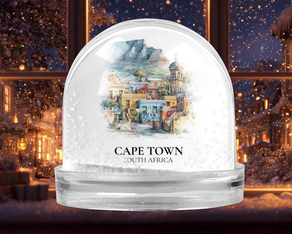 Cape Town Snow Globe South Africa, Personalized Watercolor, Custom Travel Souvenir Keepsake City Dome