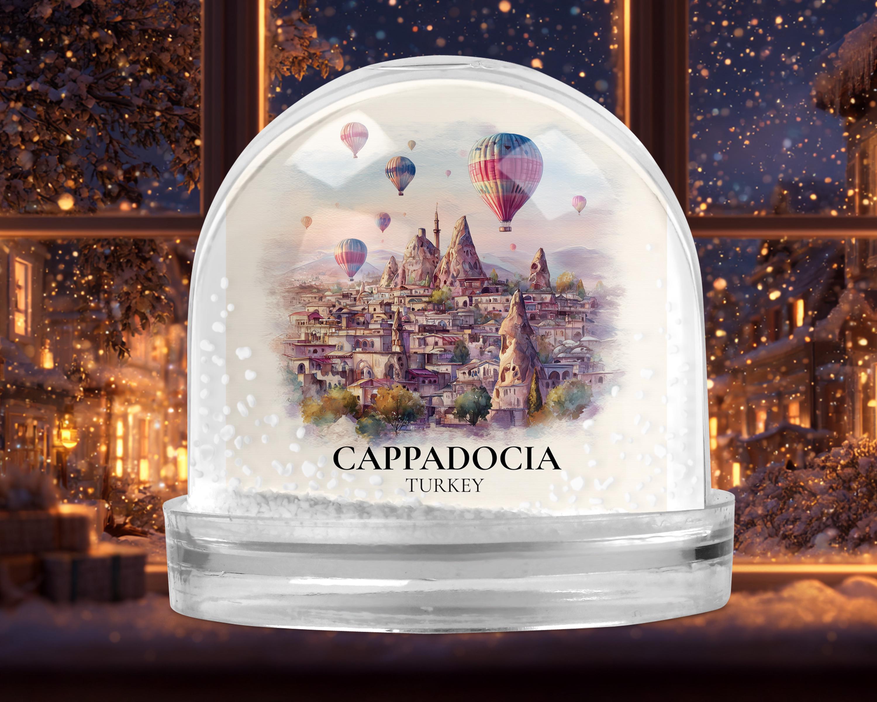 Cappadocia Turkey Snow Globe, Personalized Watercolor, Custom Travel Souvenir Keepsake City Dome