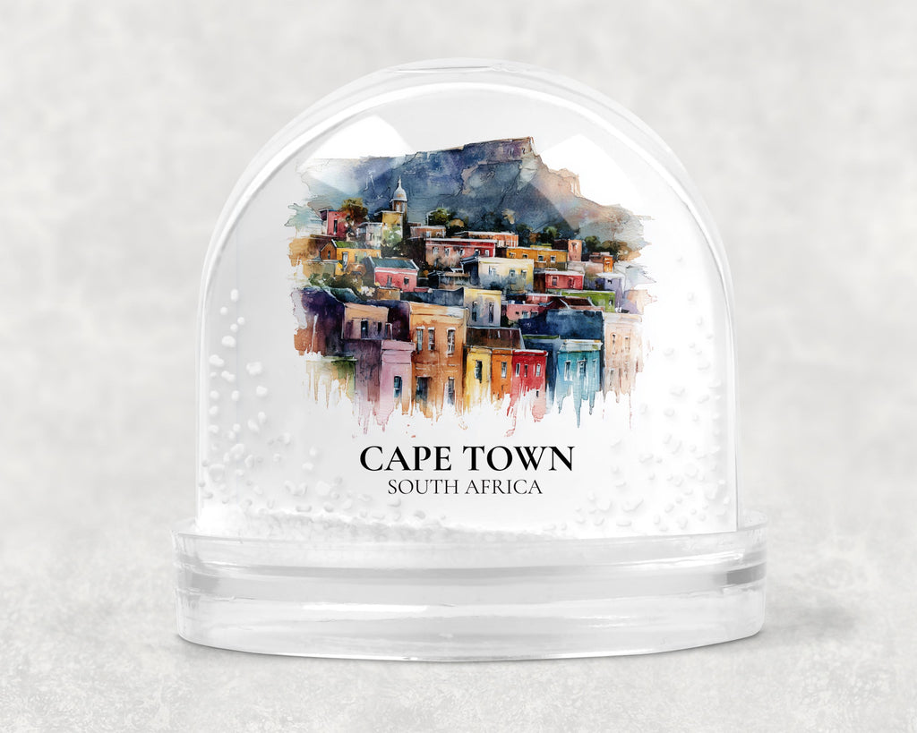 Cape Town South Africa Snow Globe, Personalized Watercolor, Custom Travel Souvenir Keepsake City Dome