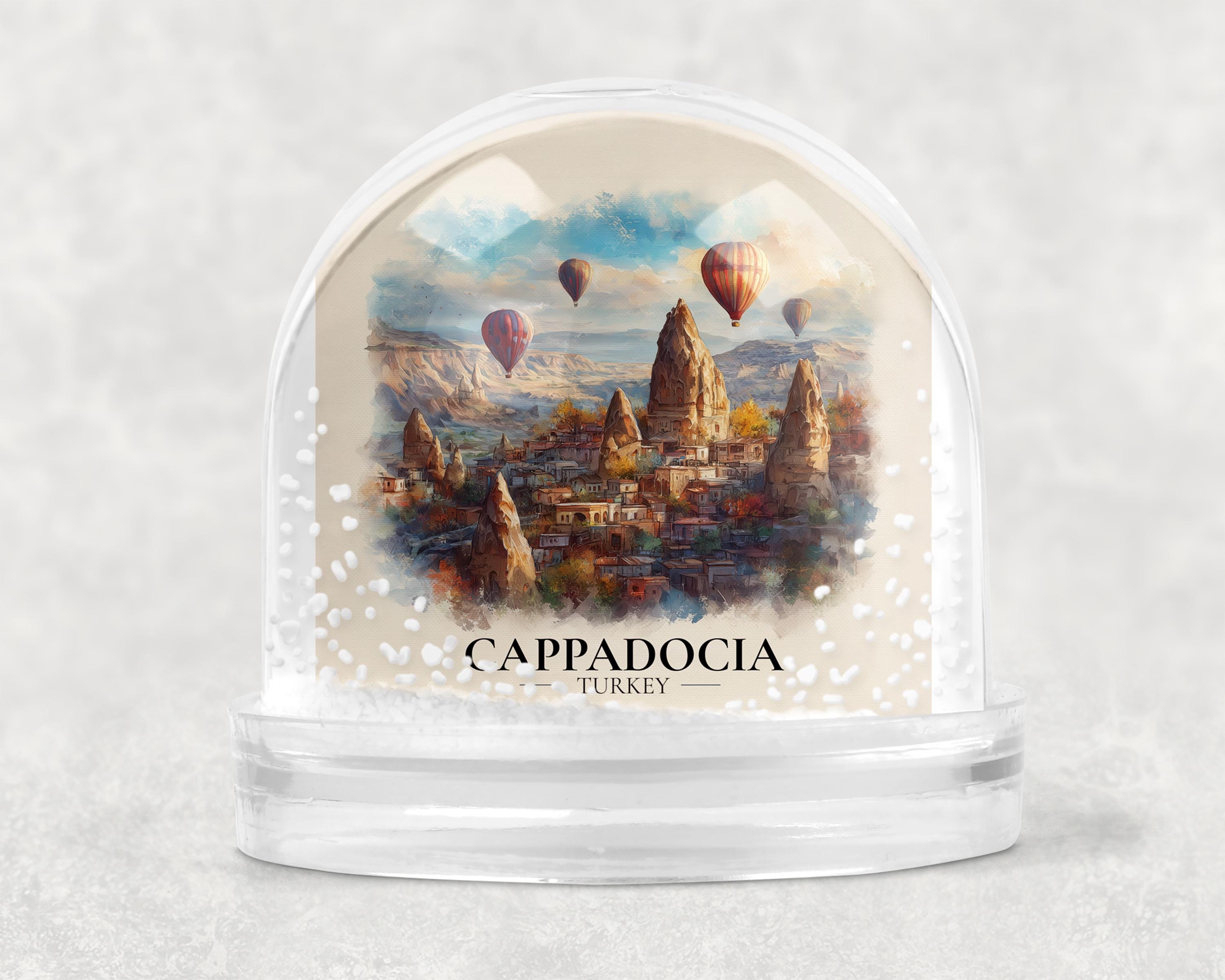 Cappadocia Snow Globe Turkey , Personalized Watercolor, Custom Travel Souvenir Keepsake City Dome