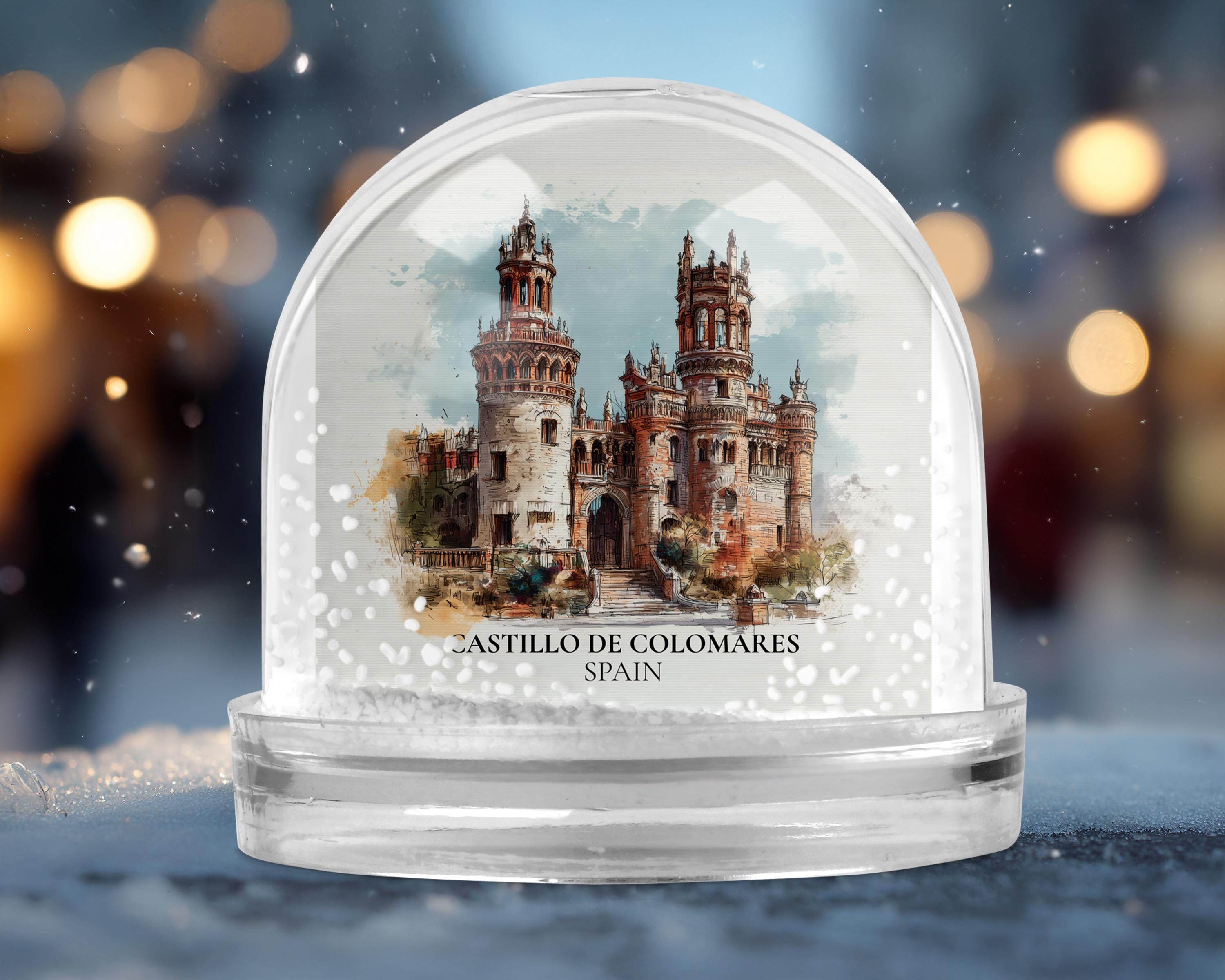 Castillo de Colomares Spain Snow Globe, Personalized Watercolor, Custom Travel Souvenir Keepsake City Dome