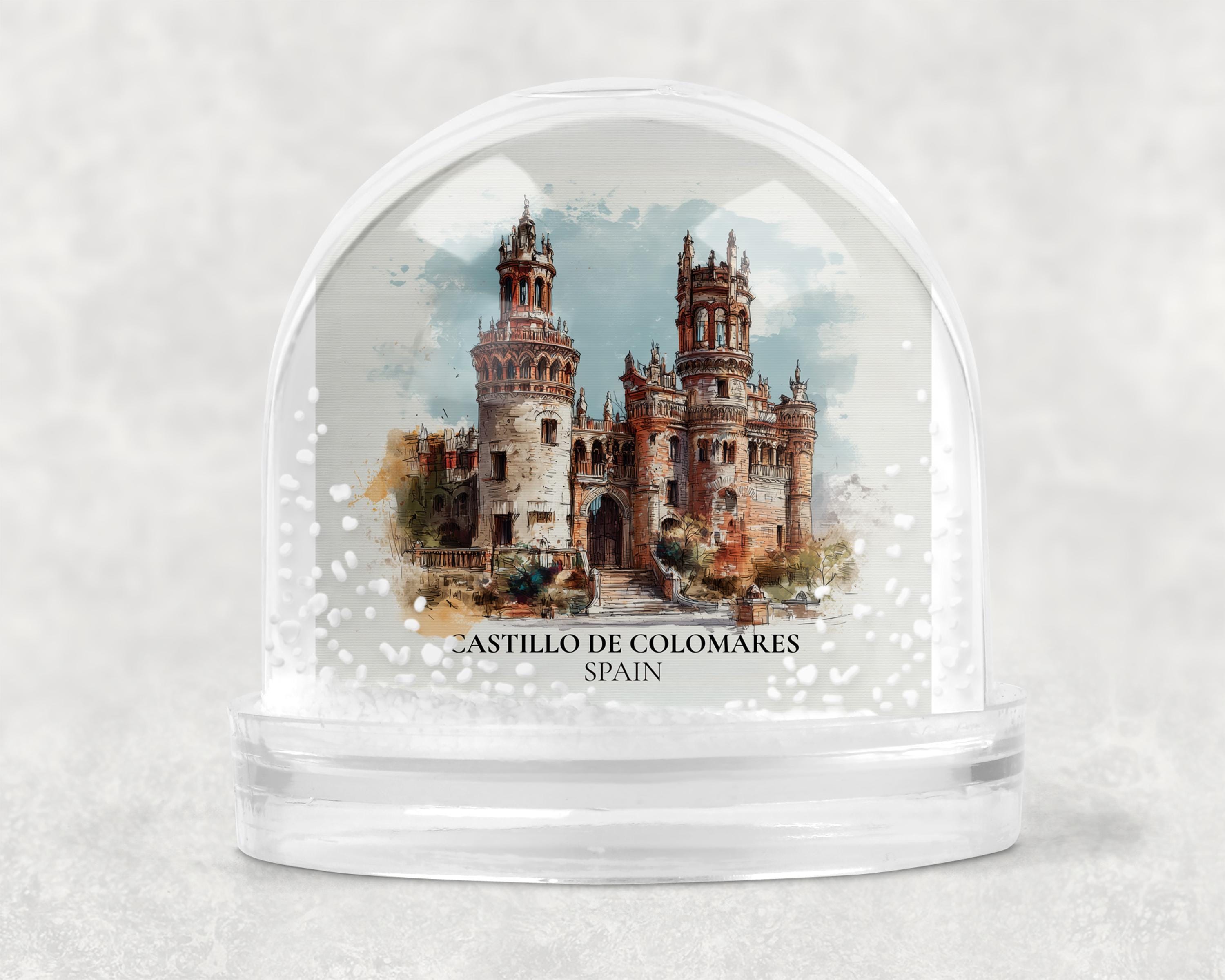 Castillo de Colomares Spain Snow Globe, Personalized Watercolor, Custom Travel Souvenir Keepsake City Dome