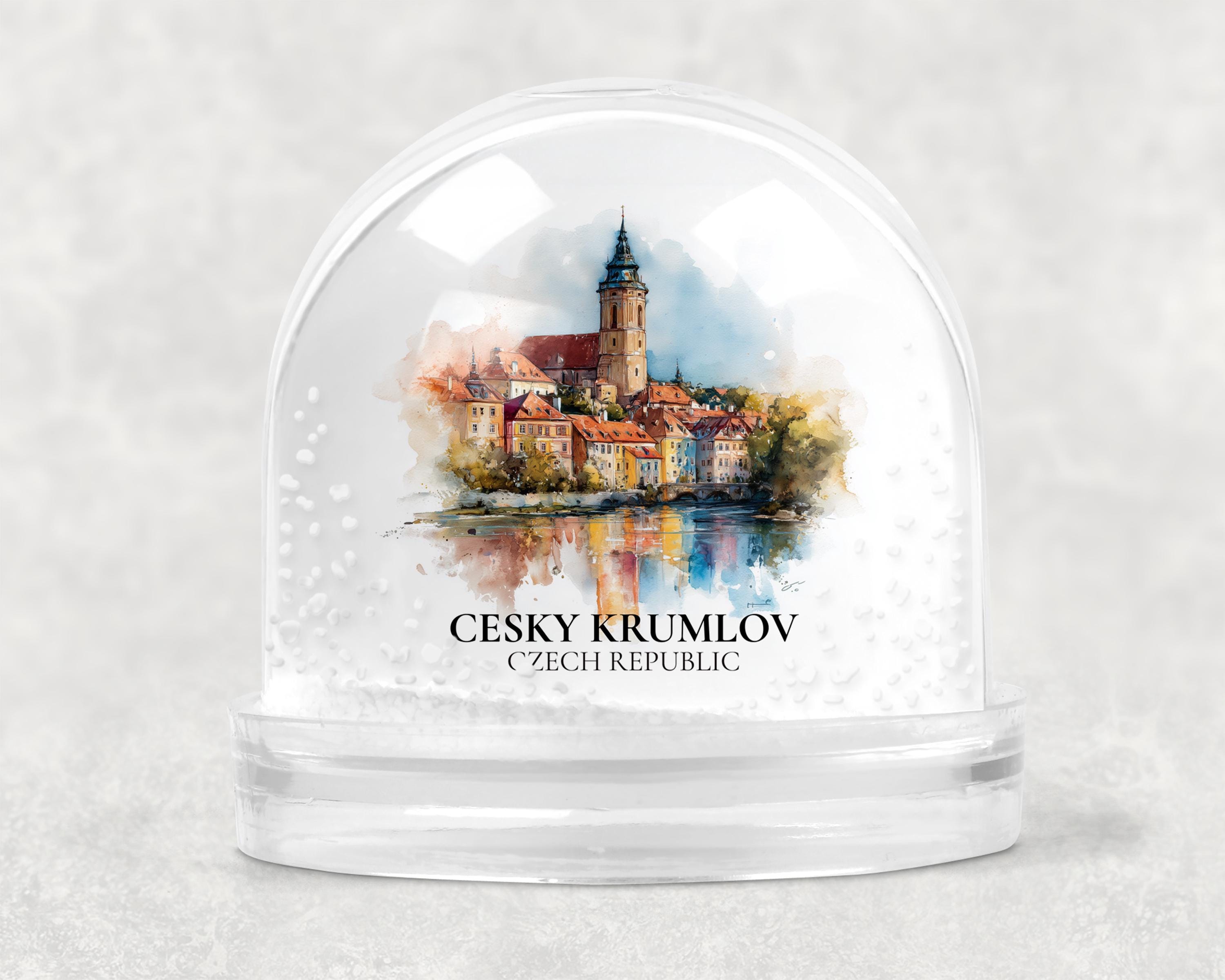 Cesky Krumlov Czech Republic Snow Globe, Personalized Watercolor, Custom Travel Souvenir Keepsake City Dome