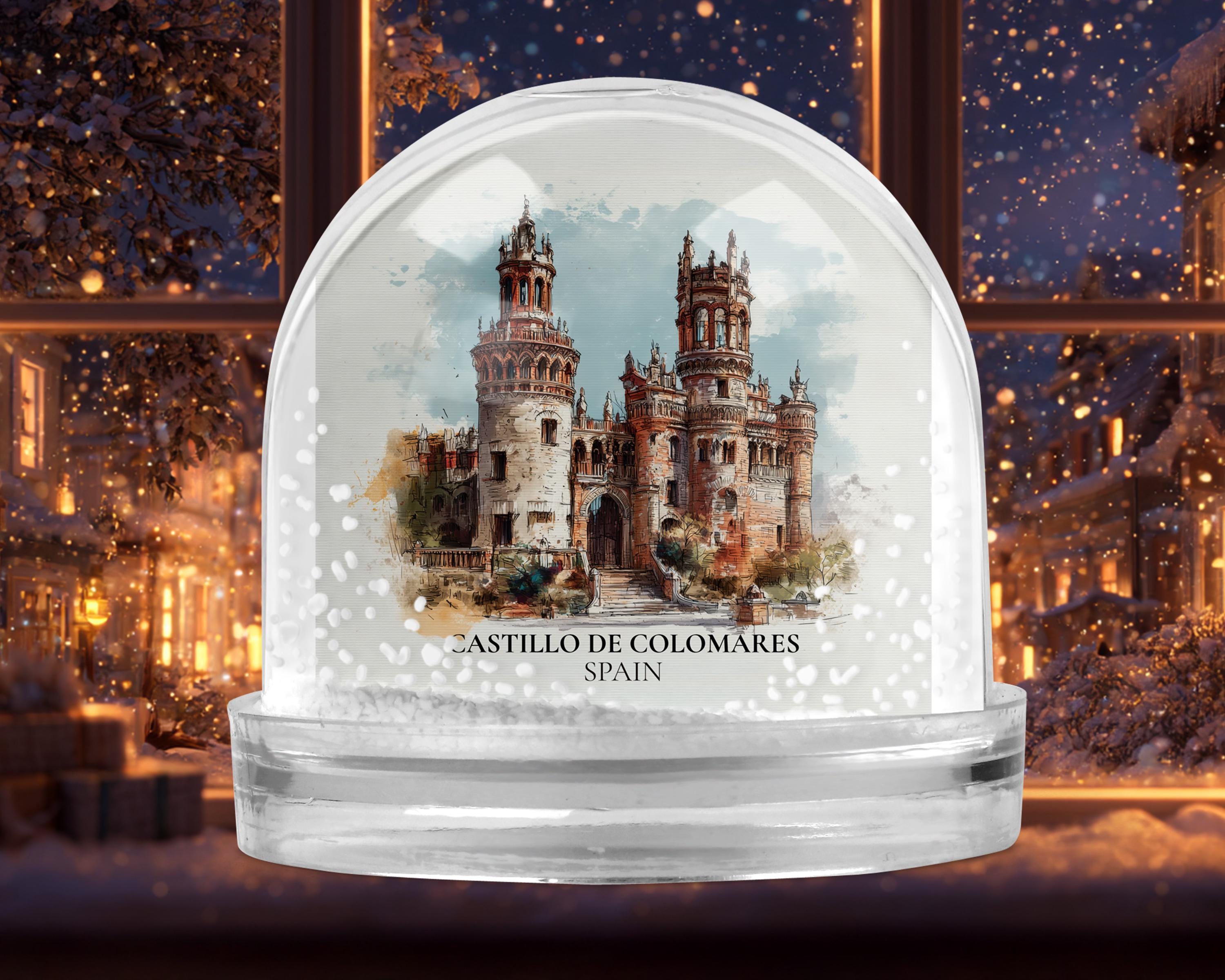 Castillo de Colomares Spain Snow Globe, Personalized Watercolor, Custom Travel Souvenir Keepsake City Dome